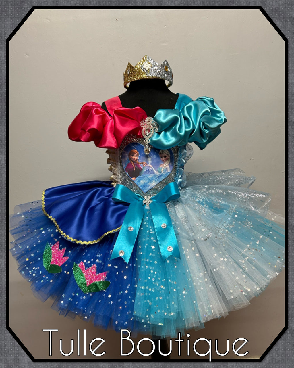 Girls toddlers Frozen Elsa and Anna  tutu dress, half and half ballgown, fancy dress costume