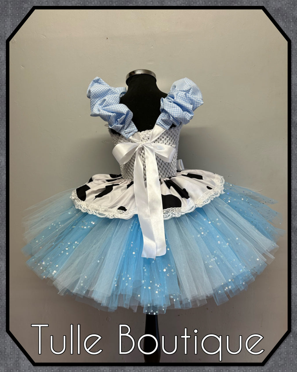 Girls toddlers baby blue and white cowgirl tutu dress, ballgown, fancy dress costume