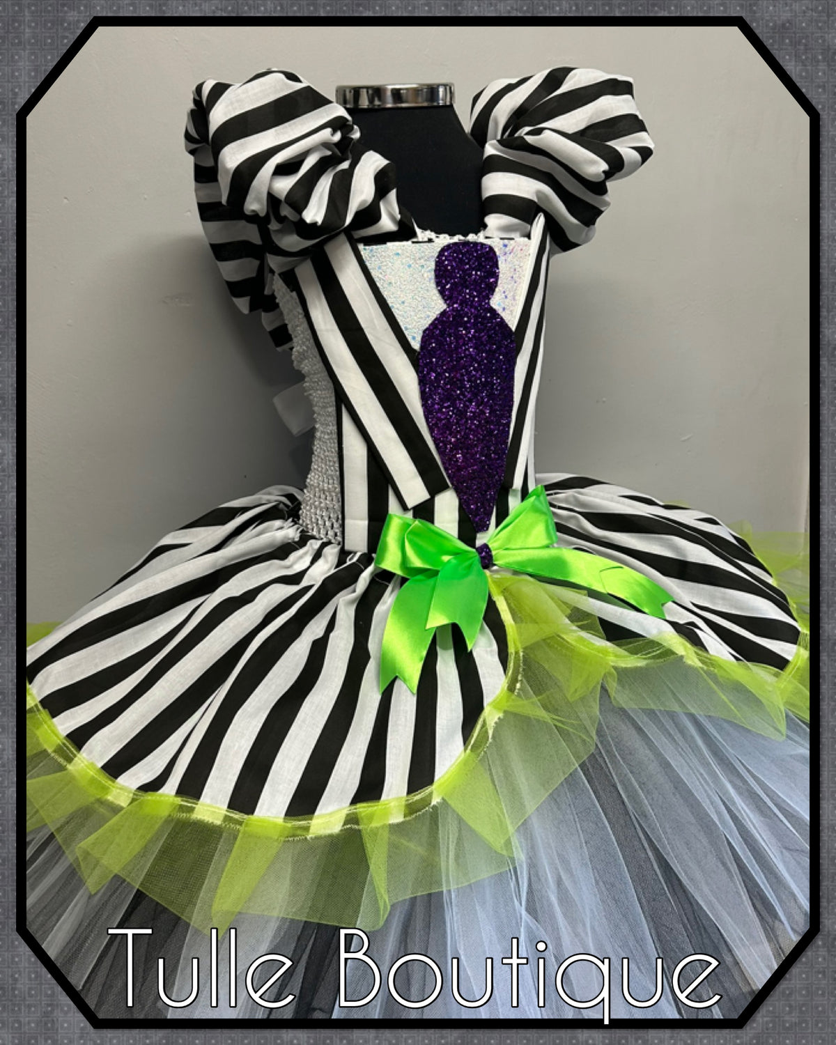 Girls toddlers Beetlejuice tutu dress, ballgown, fancy dress costume detachable sleeves