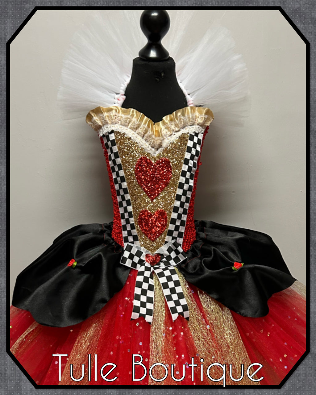 Girls toddlers Queen of hearts tutu dress, ballgown, Alice in wonderland fancy dress costume