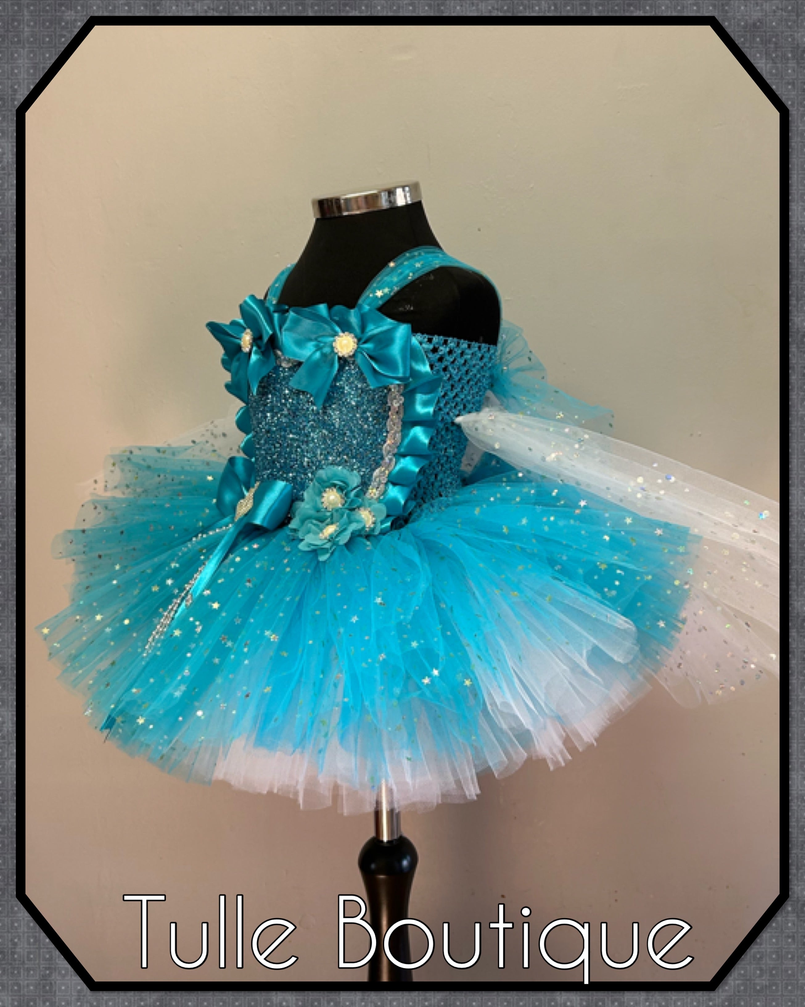 Girls toddlers Turquoise glitter  Princess tutu dress, ballgown,Frozen fancy dress costume