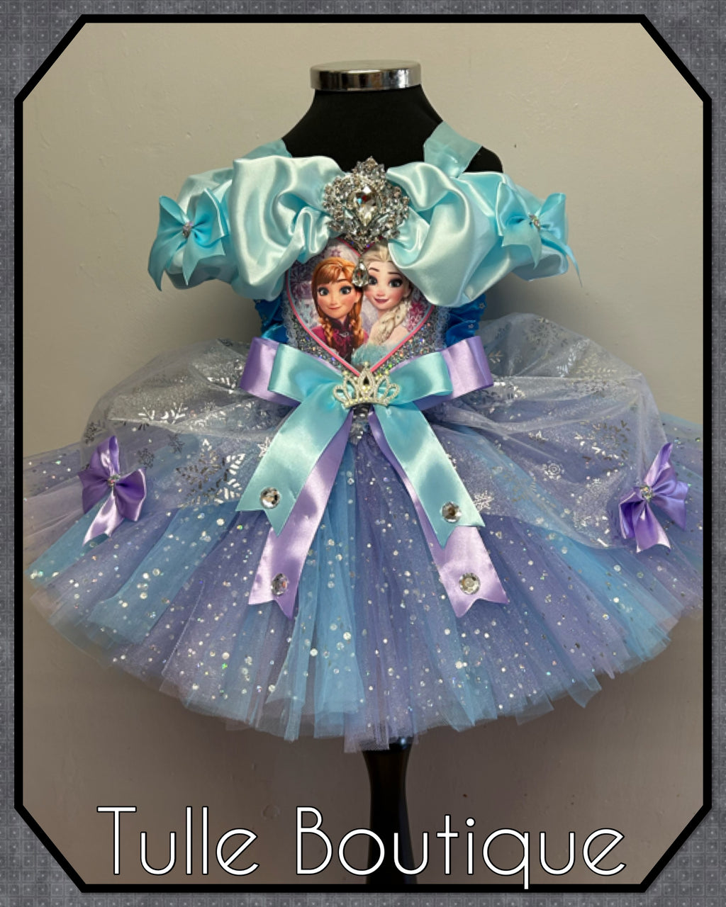 Girls toddlers Frozen Elsa and Anna tutu dress, blue and lilac ballgown, fancy dress costume