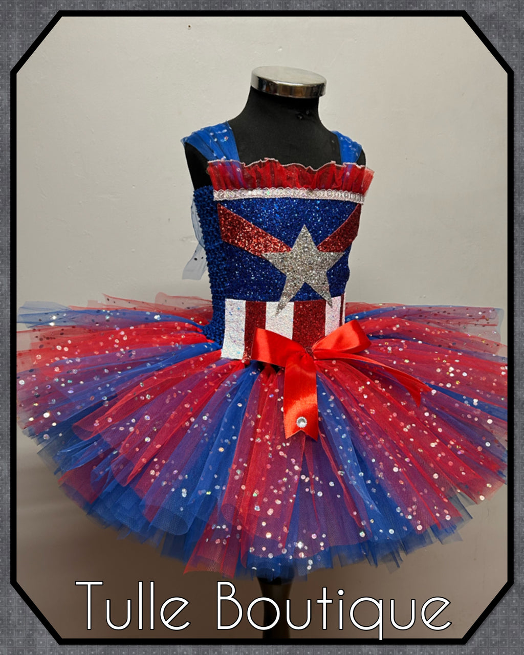 Girls toddlers Superhero Captain America tutu dress, ballgown, fancy dress costume