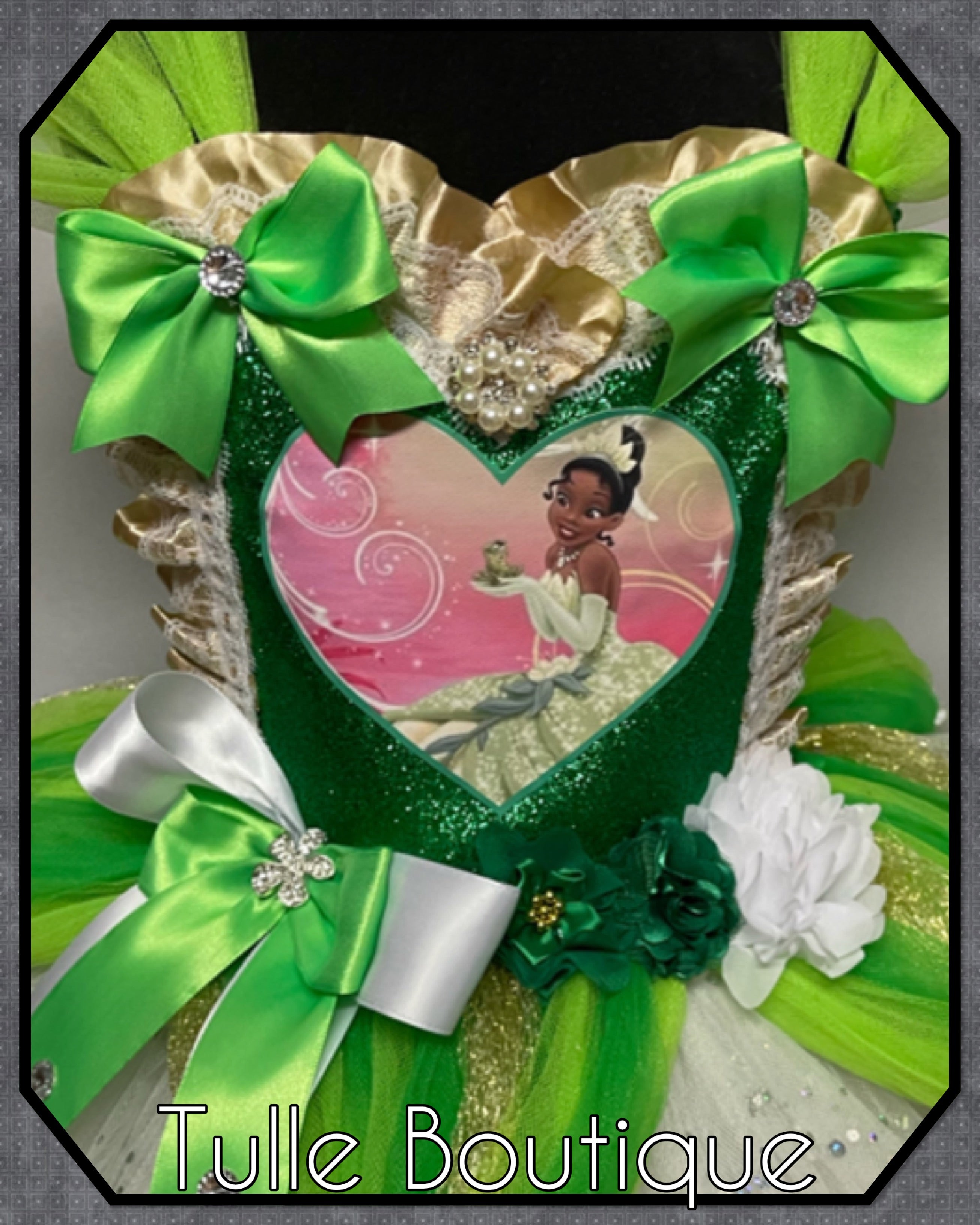 Girls toddlers Princess Tiana tutu dress, princess and the frog ballgown, fancy dress costume