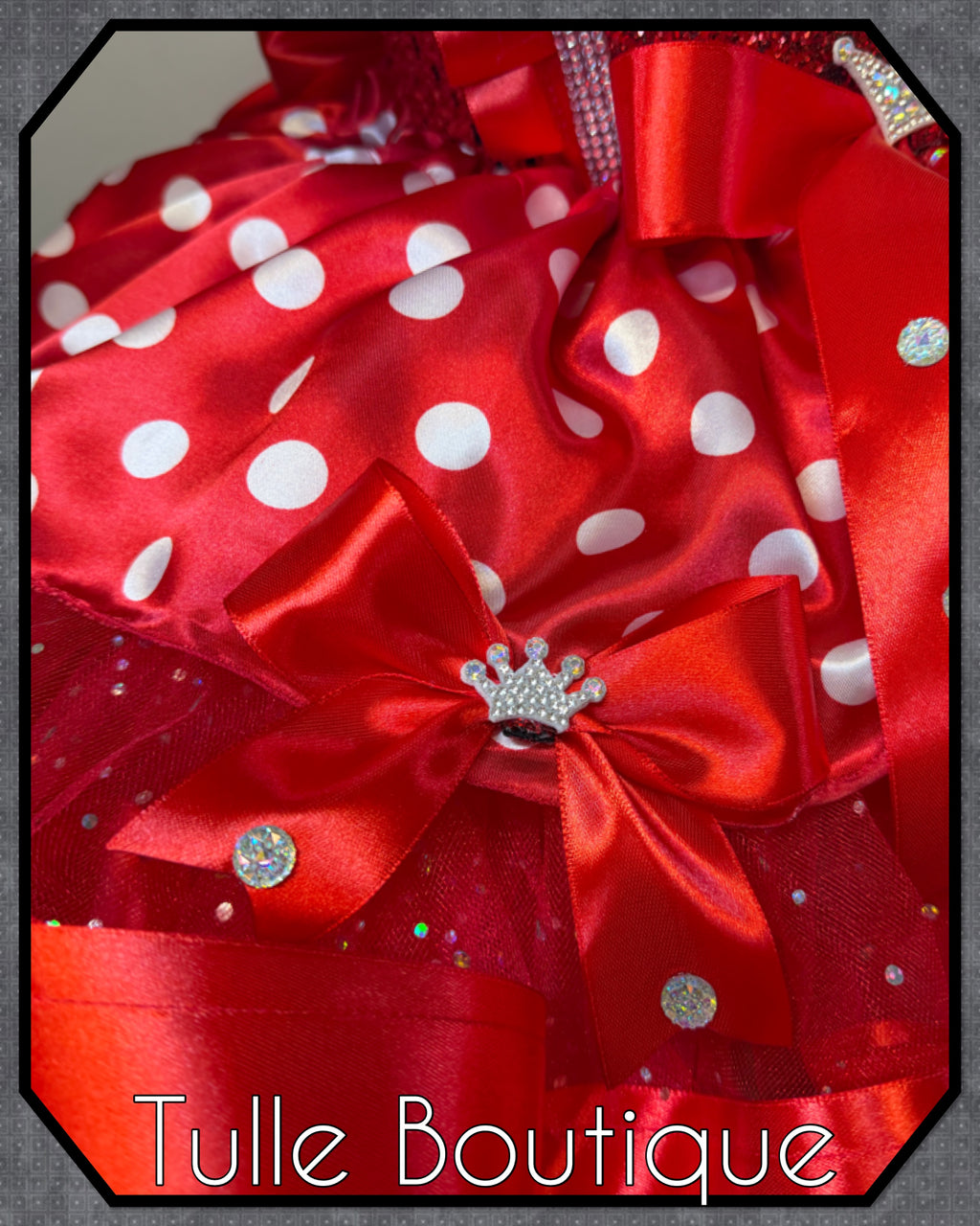 Girls toddlers Minnie Mouse Red tutu birthday party dress,ballgown, fancy dress costume with ribbon trimmed tutu