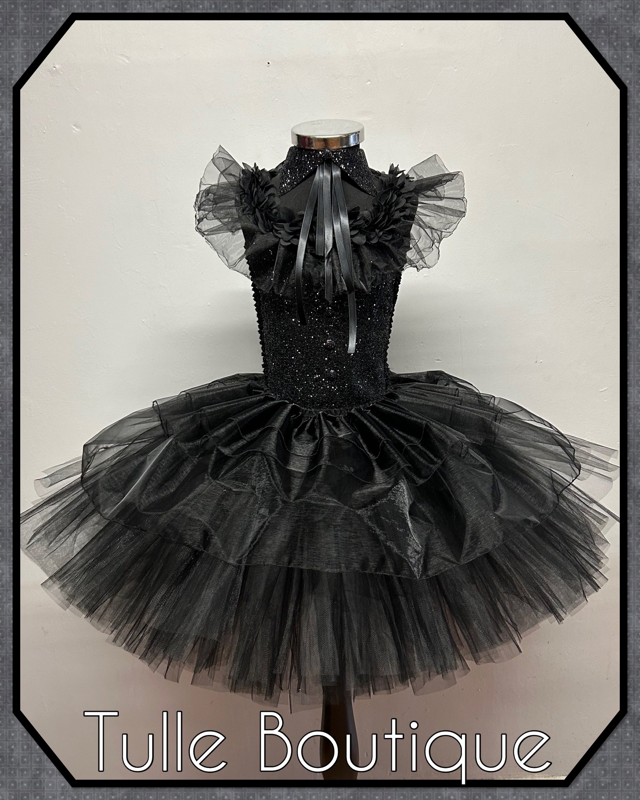 Girls toddlers Wednesday Addams Prom tutu dress, ballgown,Halloween fancy dress costume