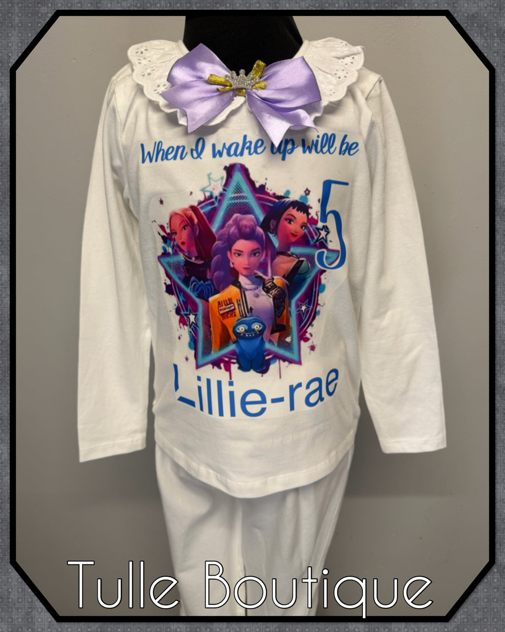 Girls toddlers Kpop demon hunters when I wake up birthday personalised pjs