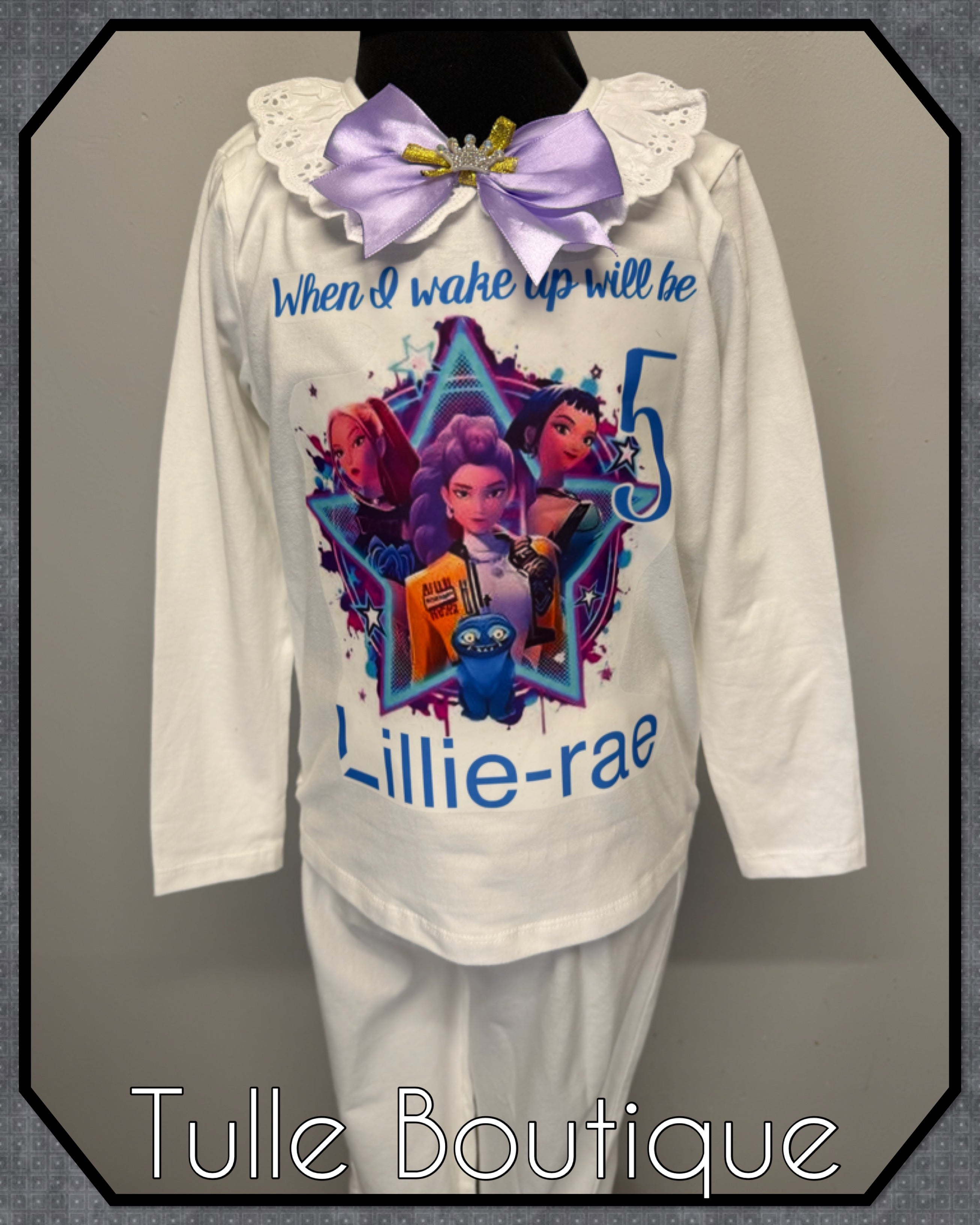 Girls toddlers Kpop demon hunters when I wake up birthday personalised pjs