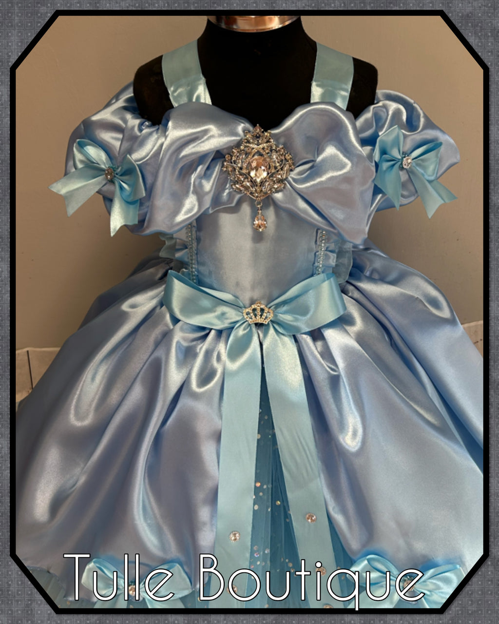 Girls toddlers Princess Cinderella baby blue tutu dress, ballgown, fancy dress costume full length