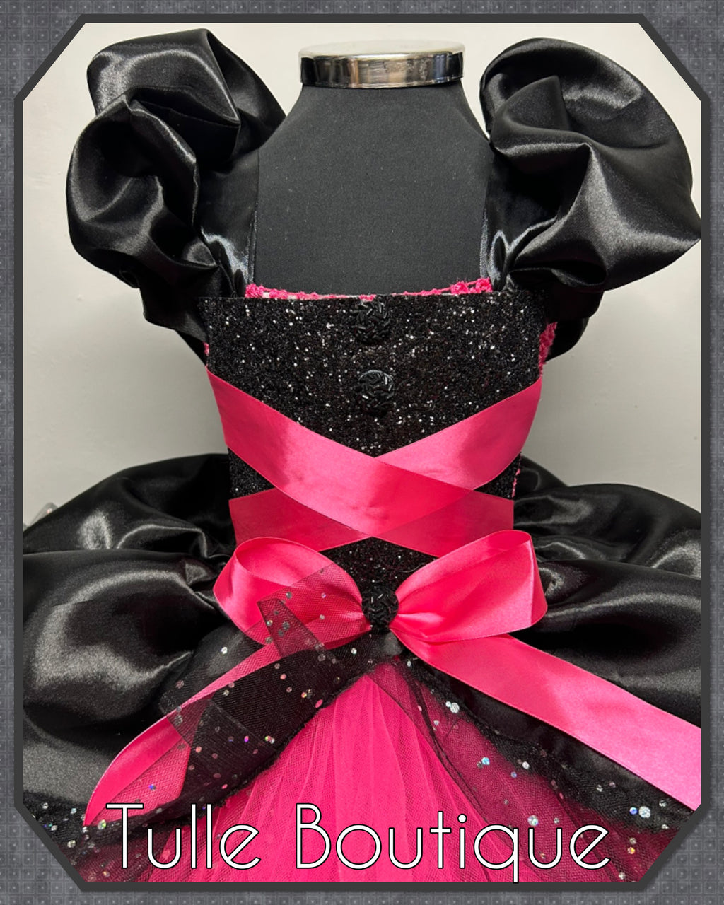 Girls toddlers hotpink and black witch tutu birthday party dress,ballgown, fancy dress costume