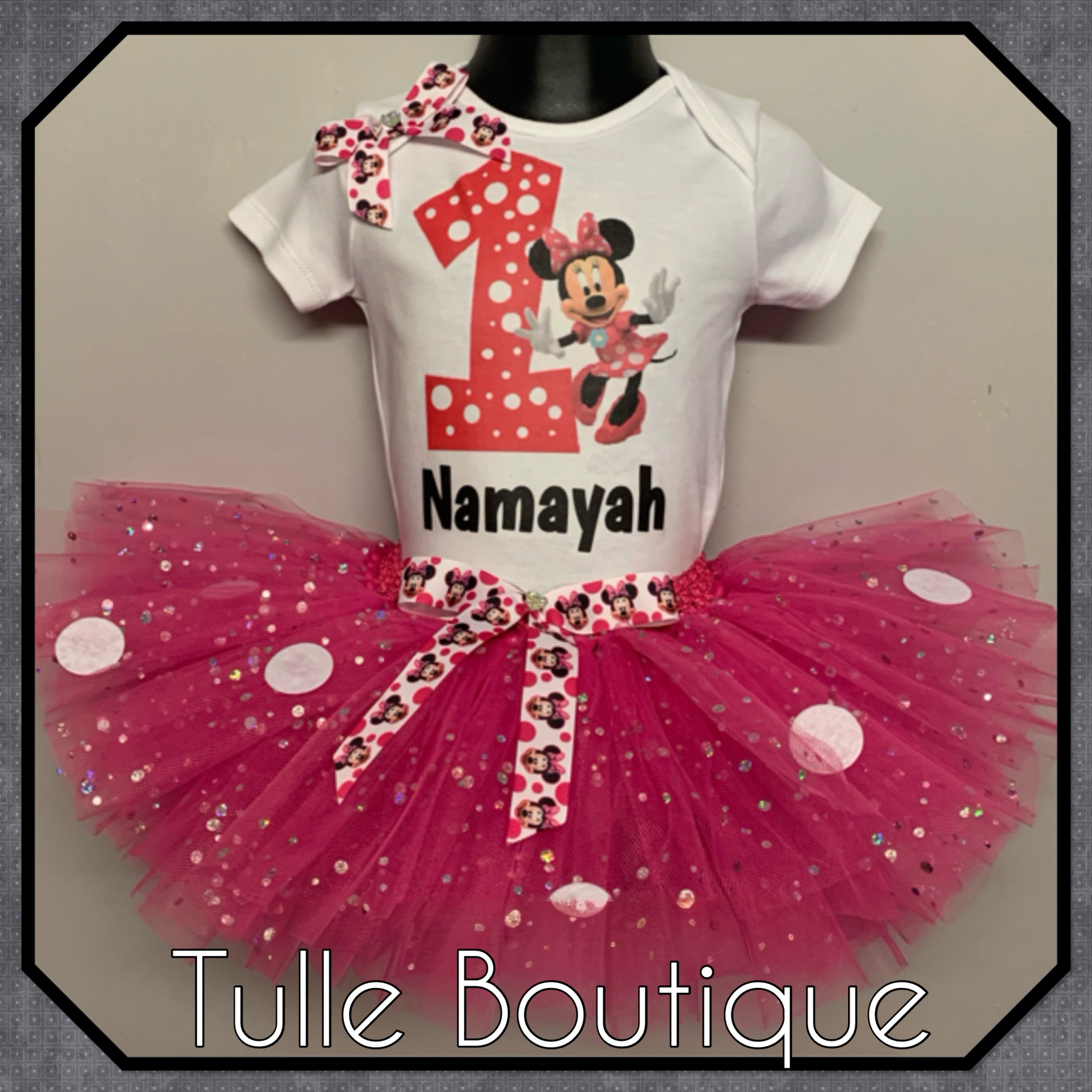 Girls toddlers Minnie Mouse birthday tutu outfit fancy dress costume