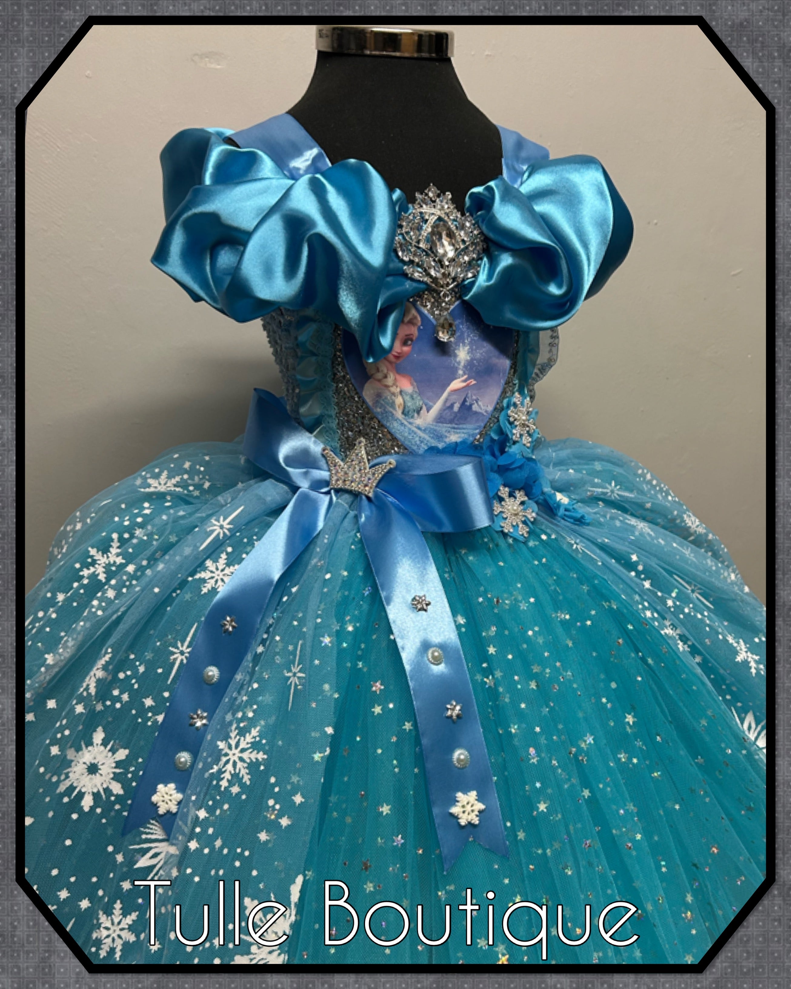 Girls toddlers Princess Elsa frozen tutu dress, ballgown, fancy dress costume full length