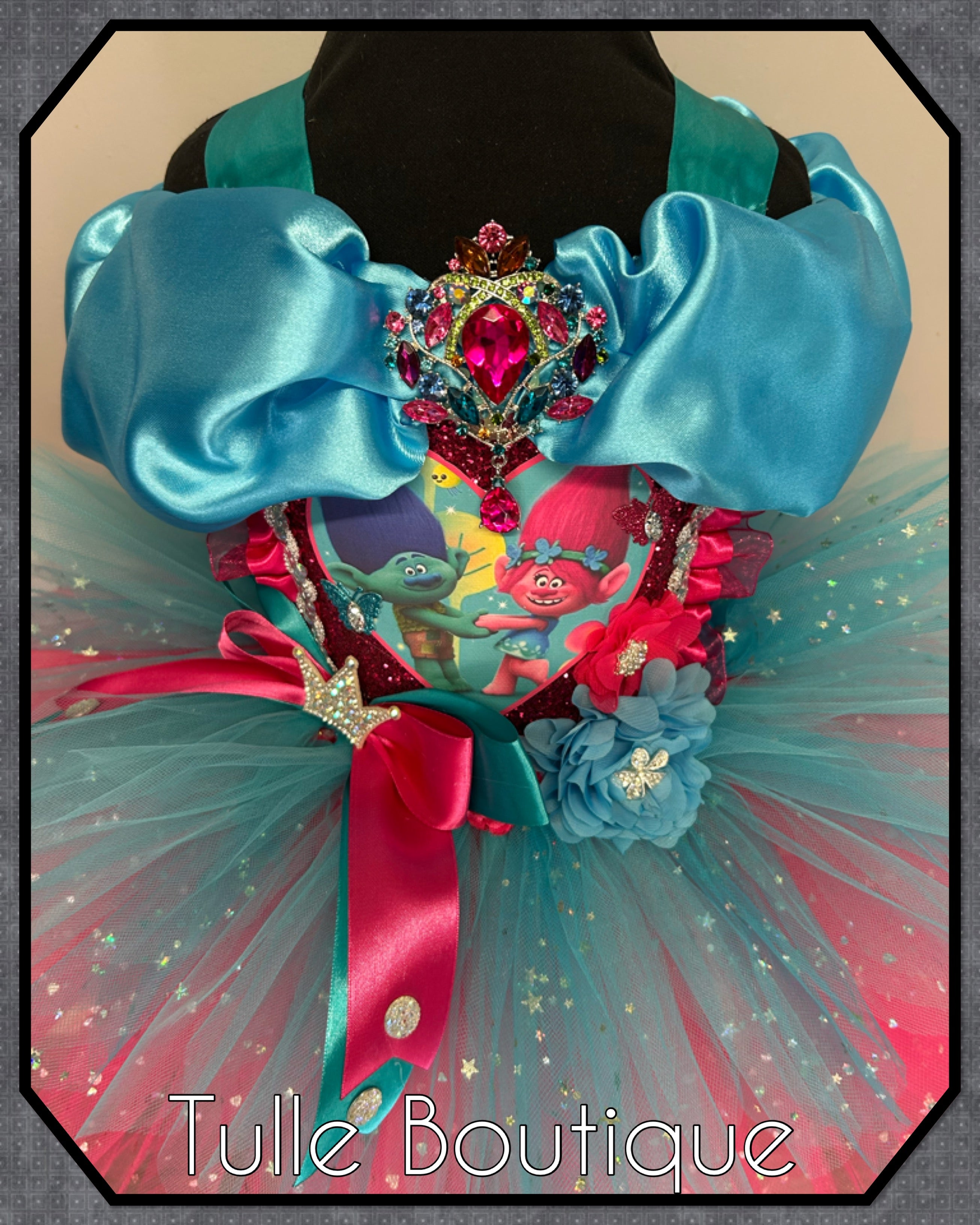 Girls toddlers Trolls Princess Poppy tutu dress, ballgown, fancy dress costume