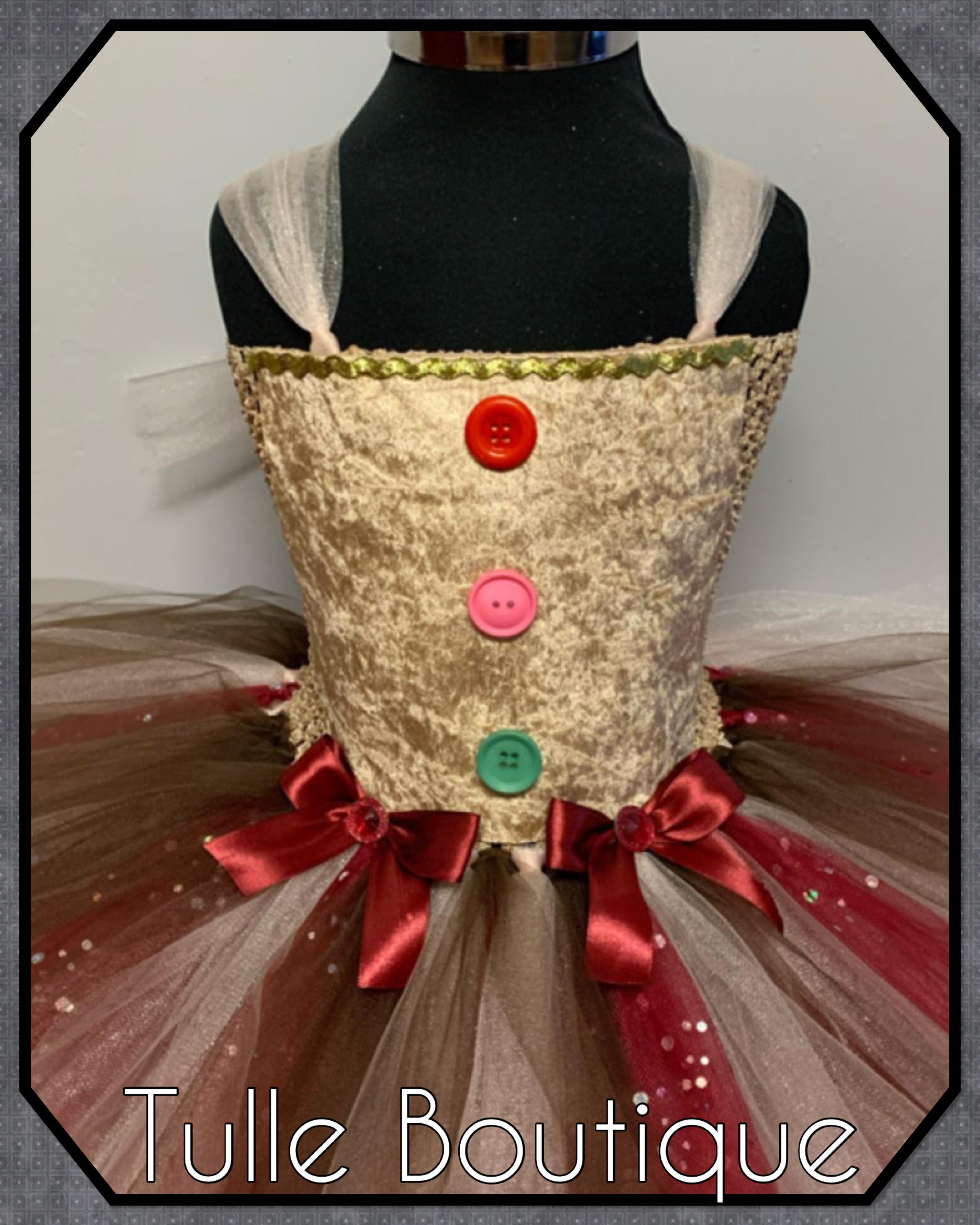 Girls toddlers Christmas Gingerbread tutu dress, ballgown, fancy dress costume