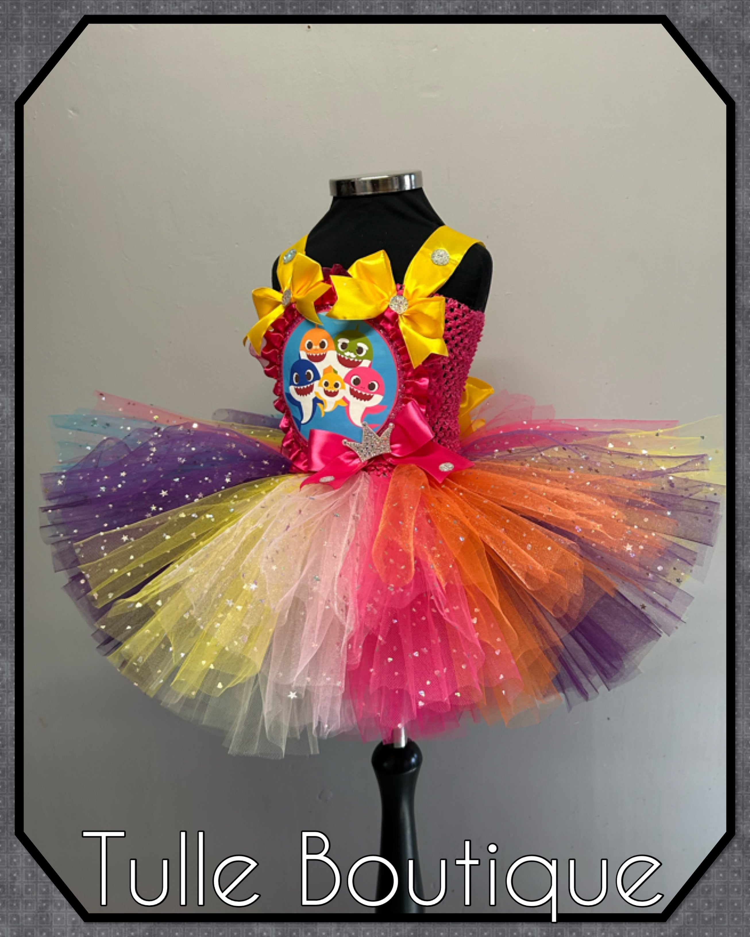 Girls toddlers Princess Baby Shark sparkle tutu dress, ballgown,fancy dress costume