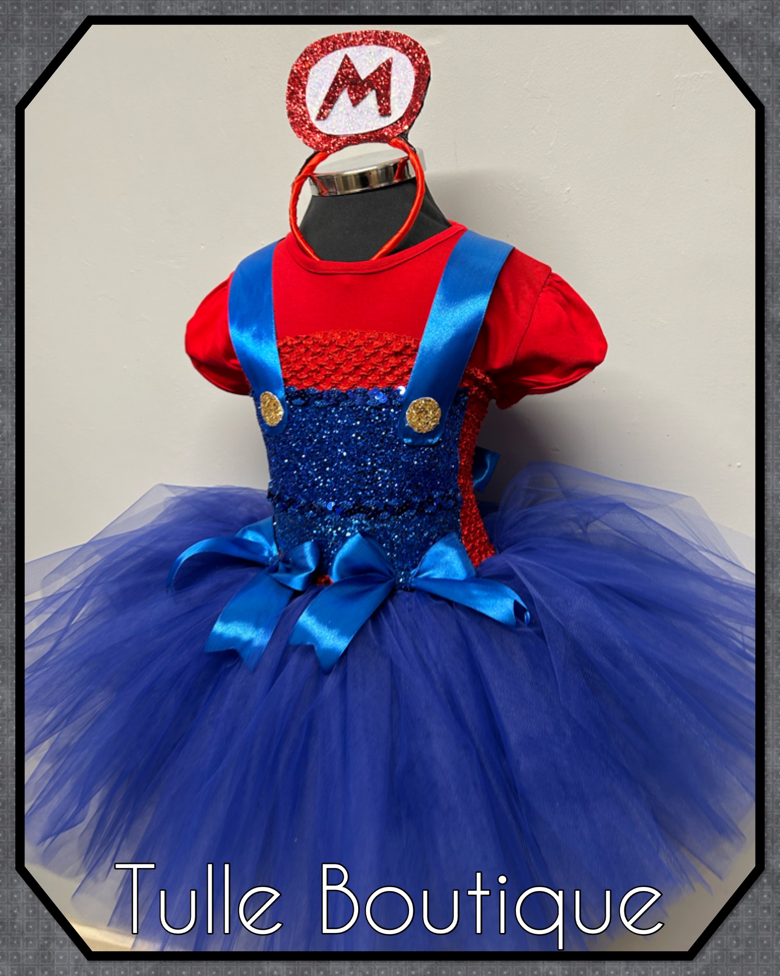 Girls toddlers Super Mario tutu dress, book day fancy dress costume