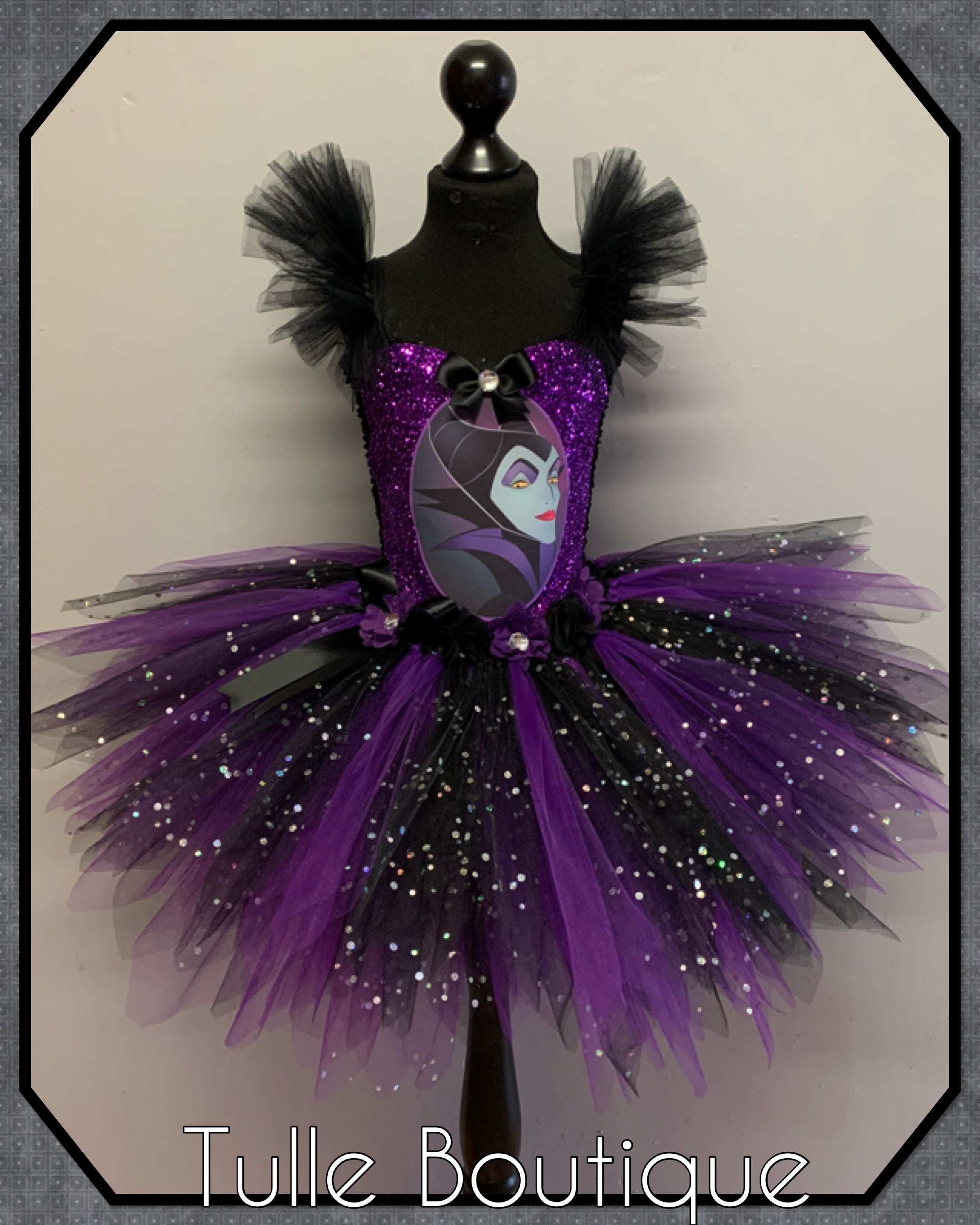 Girls toddlers Halloween Maleficent tutu dress, ballgown, fancy dress costume
