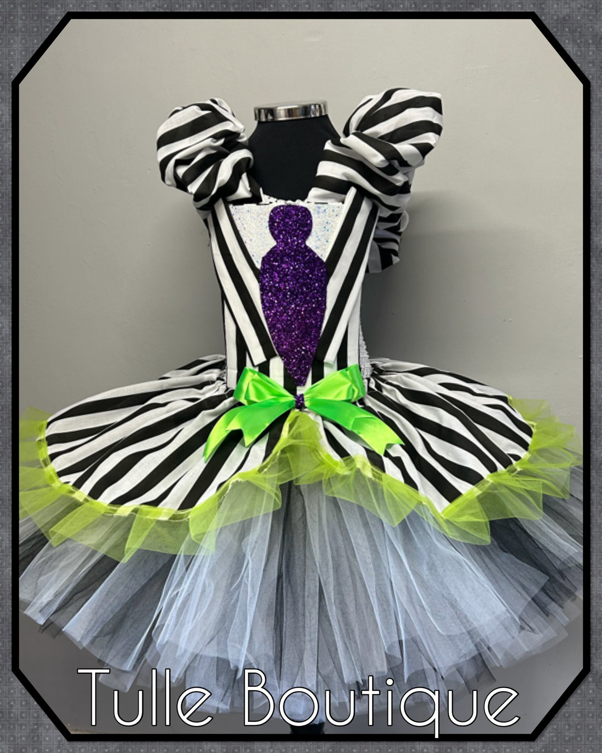 Girls toddlers Beetlejuice tutu dress, ballgown, fancy dress costume detachable sleeves