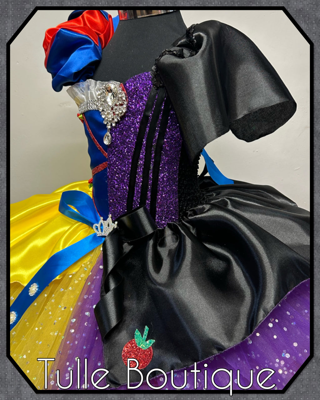 Girls toddlers Snow White with Evil Queen tutu dress, half and half ballgown, fancy dress costume