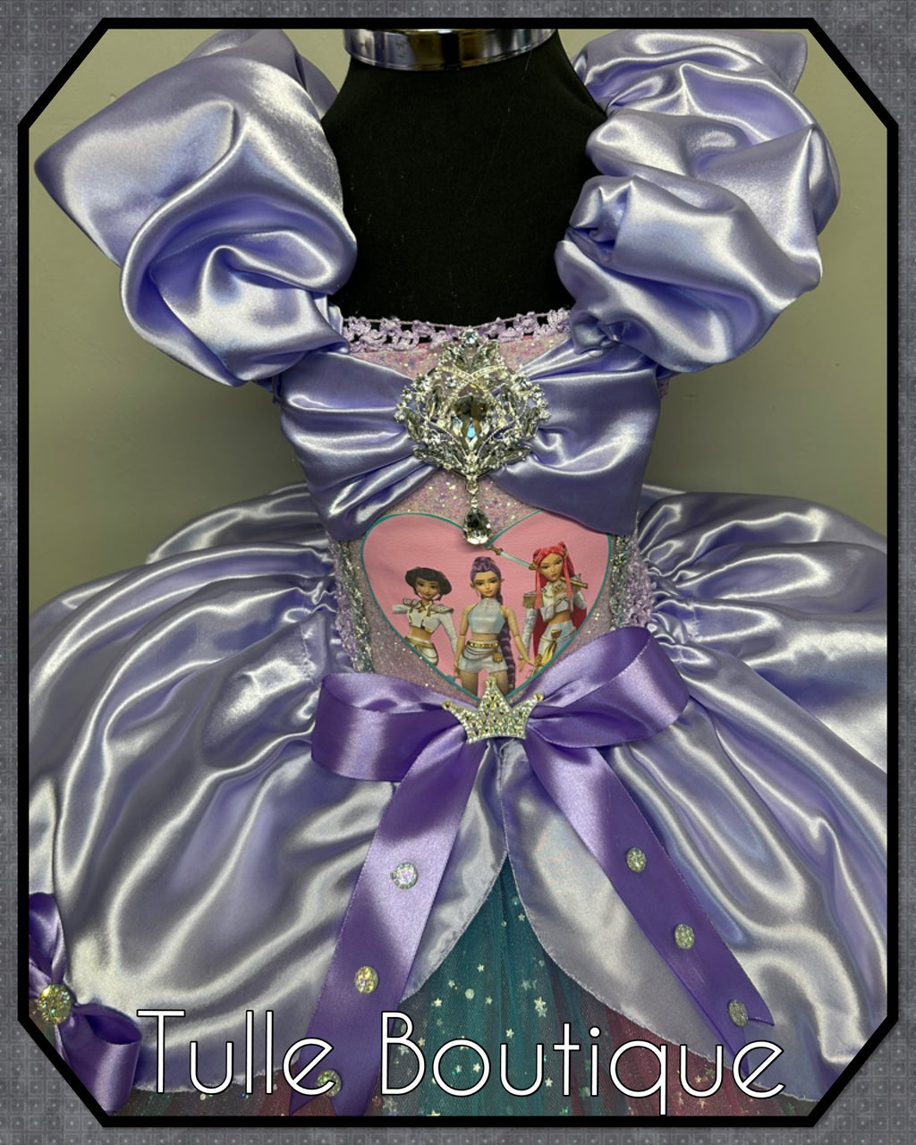 Girls toddlers Kpop Demon Hunters Rumi Mira Zoe tutu dress, birthday ballgown, fancy dress costume