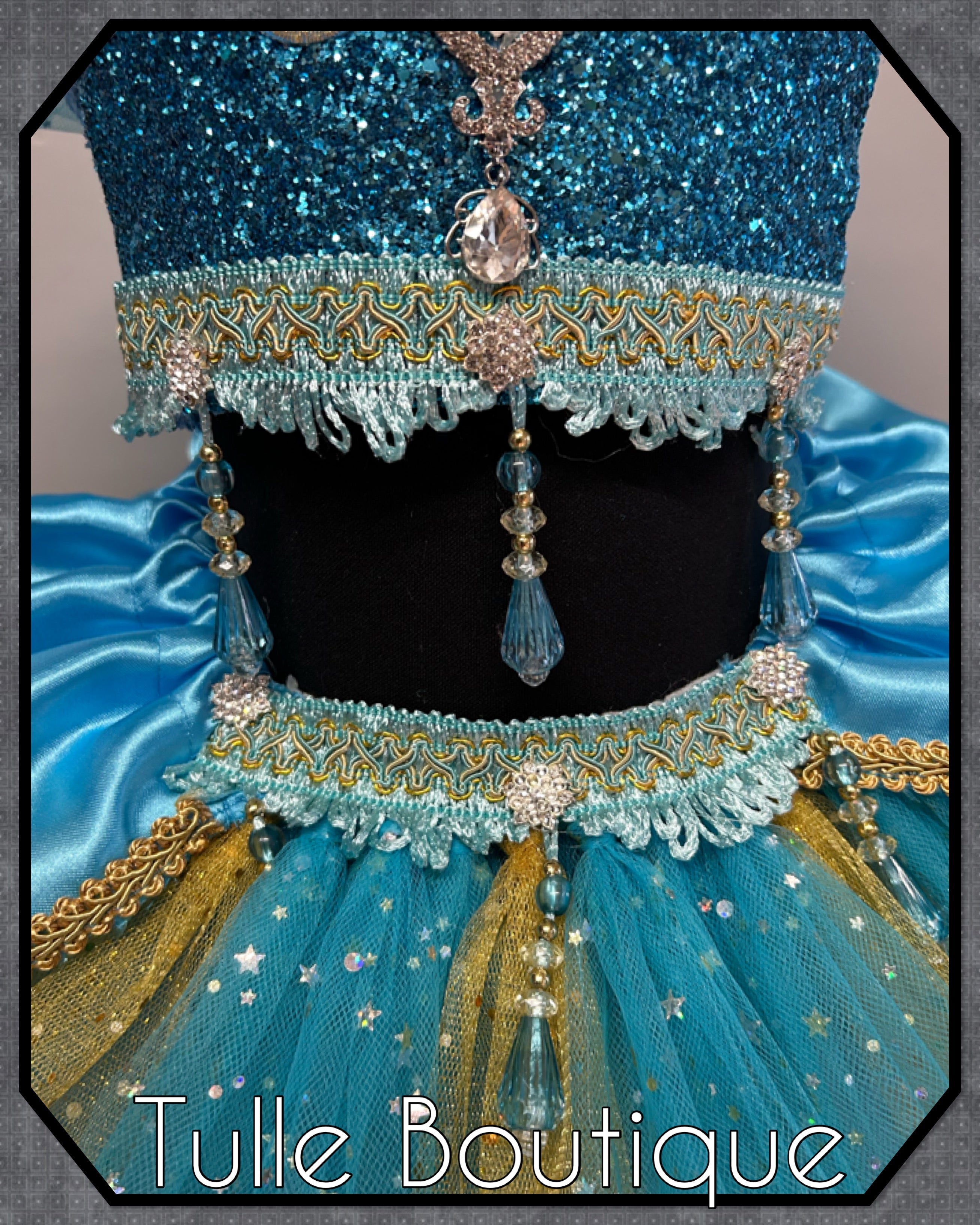 Girls toddlers Princess Jasmine satin tutu dress, Aladdin ballgown, fancy dress costume
