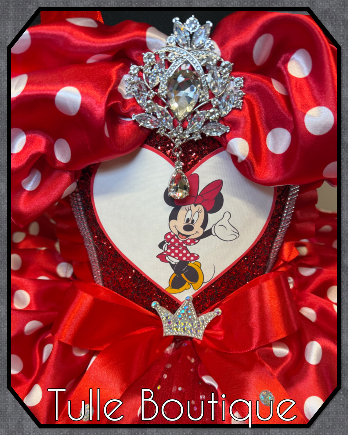 Girls toddlers Minnie Mouse Red tutu birthday party dress,ballgown, fancy dress costume with ribbon trimmed tutu