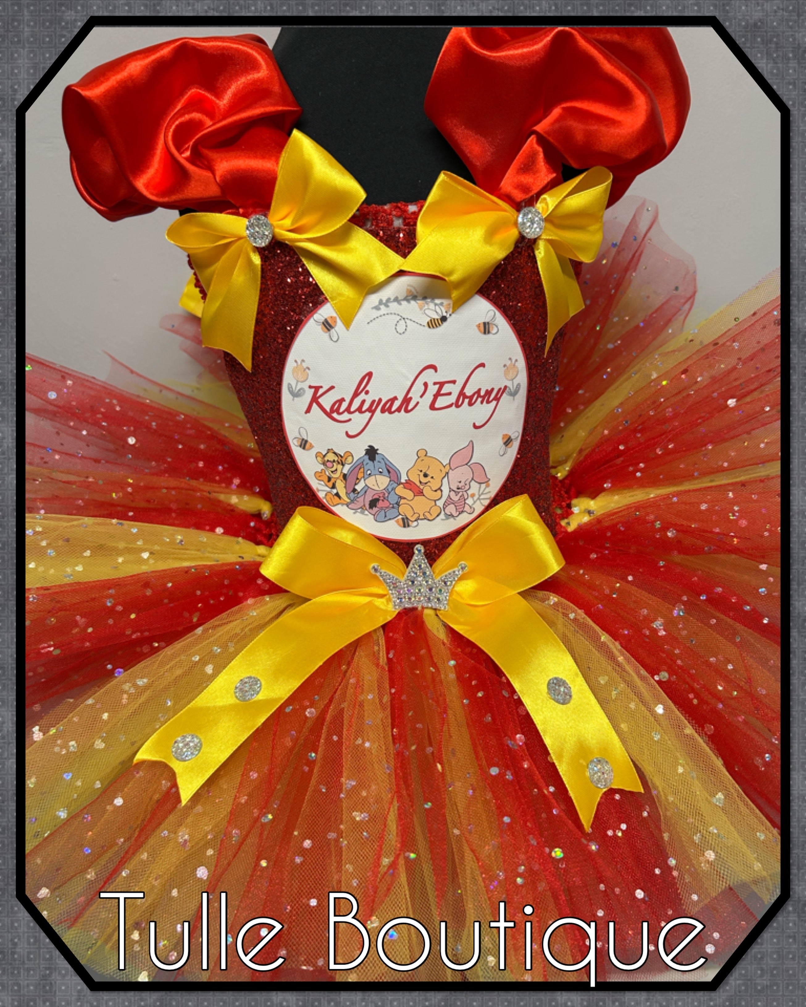 Girls toddlers Winnie the Pooh Princess tutu dress, ballgown,fancy dress costume