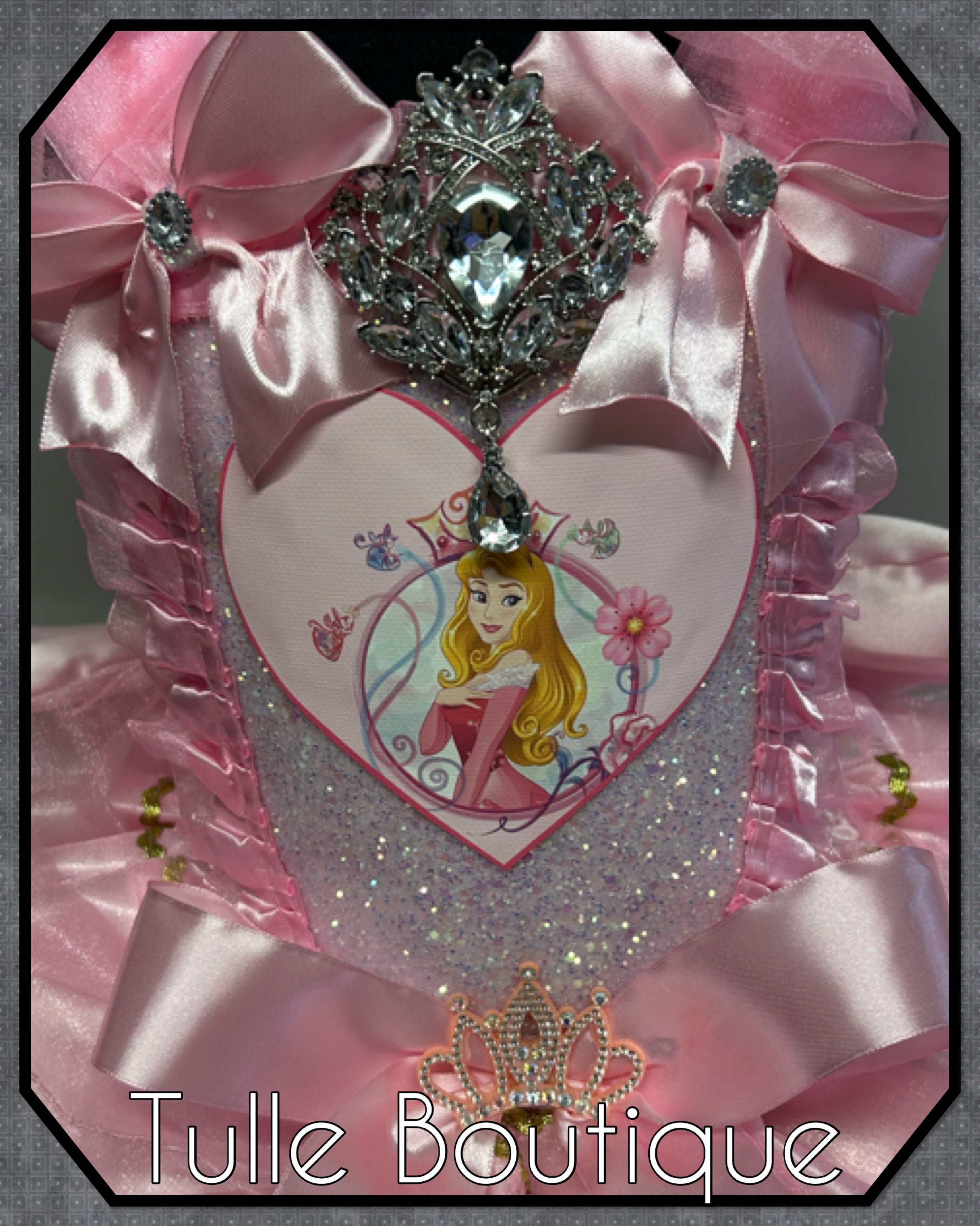 Girls toddlers Princess Aurora sleeping beauty tutu birthday party dress,ballgown, pink and gold fancy dress costume