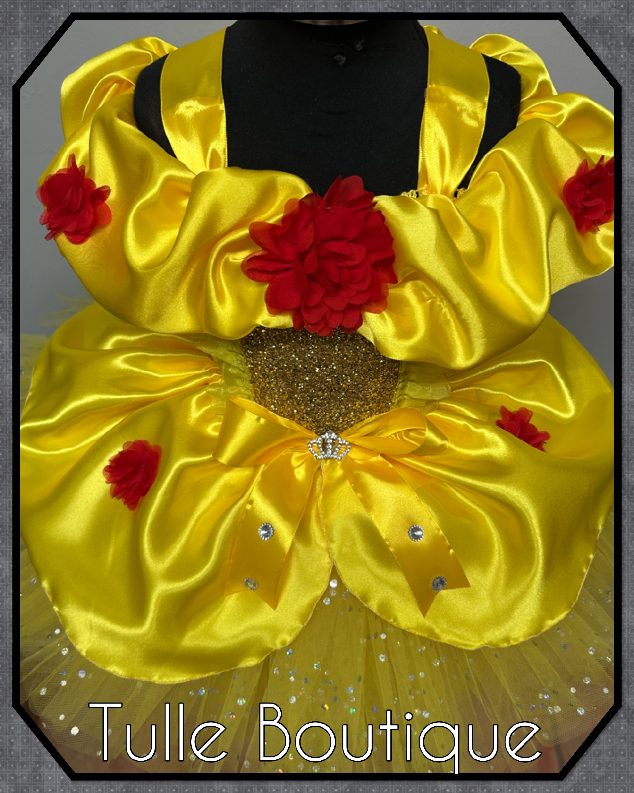 Girls toddlers Princess Belle tutu dress, beauty and the beast ballgown, fancy dress costume