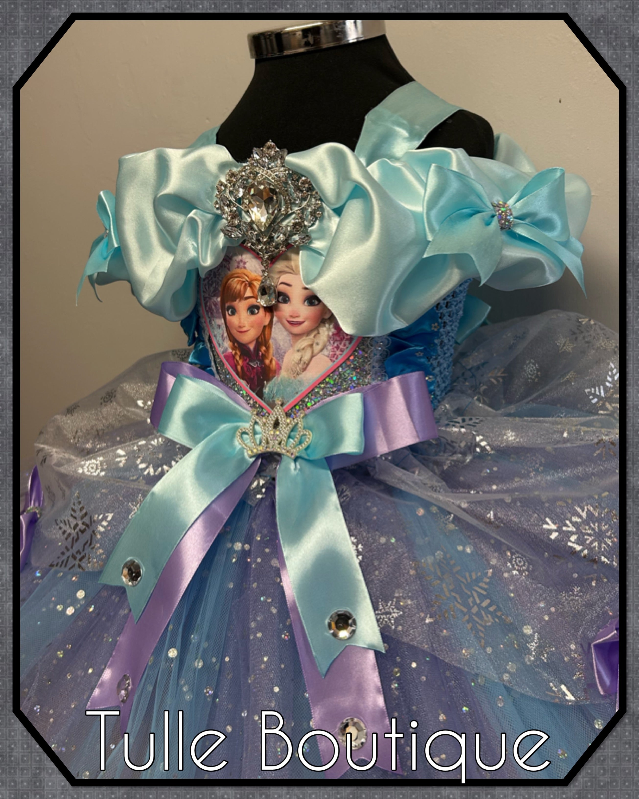 Girls toddlers Frozen Elsa and Anna tutu dress, blue and lilac ballgown, fancy dress costume