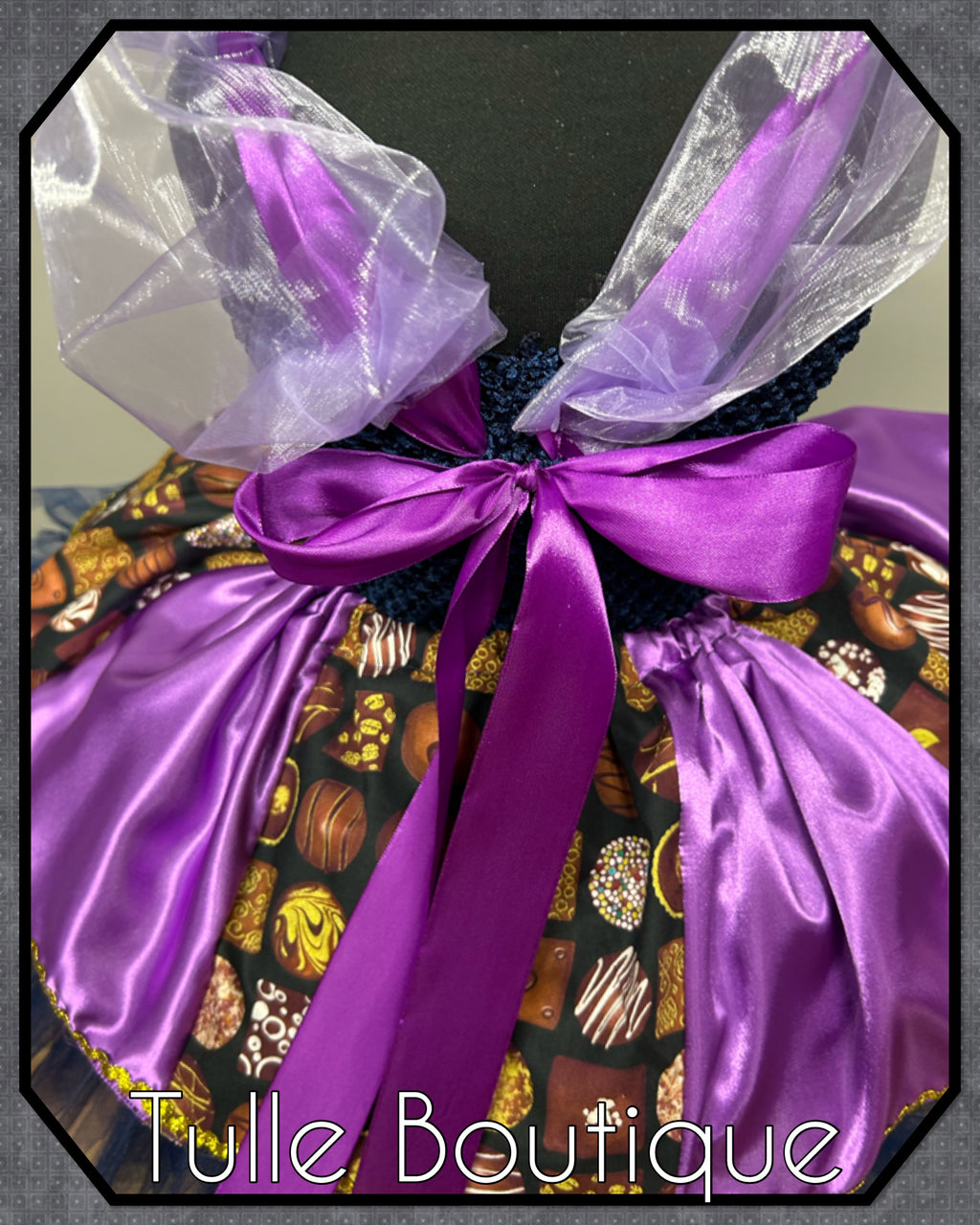 Girls toddlers Charlie and the chocolate factory Golden Ticket Princess tutu birthday party dress,ballgown, fancy dress costume