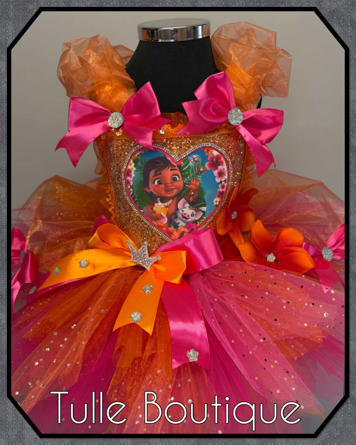 Girls toddlers young baby Moana tutu birthday party dress,ballgown, tropical fancy dress costume
