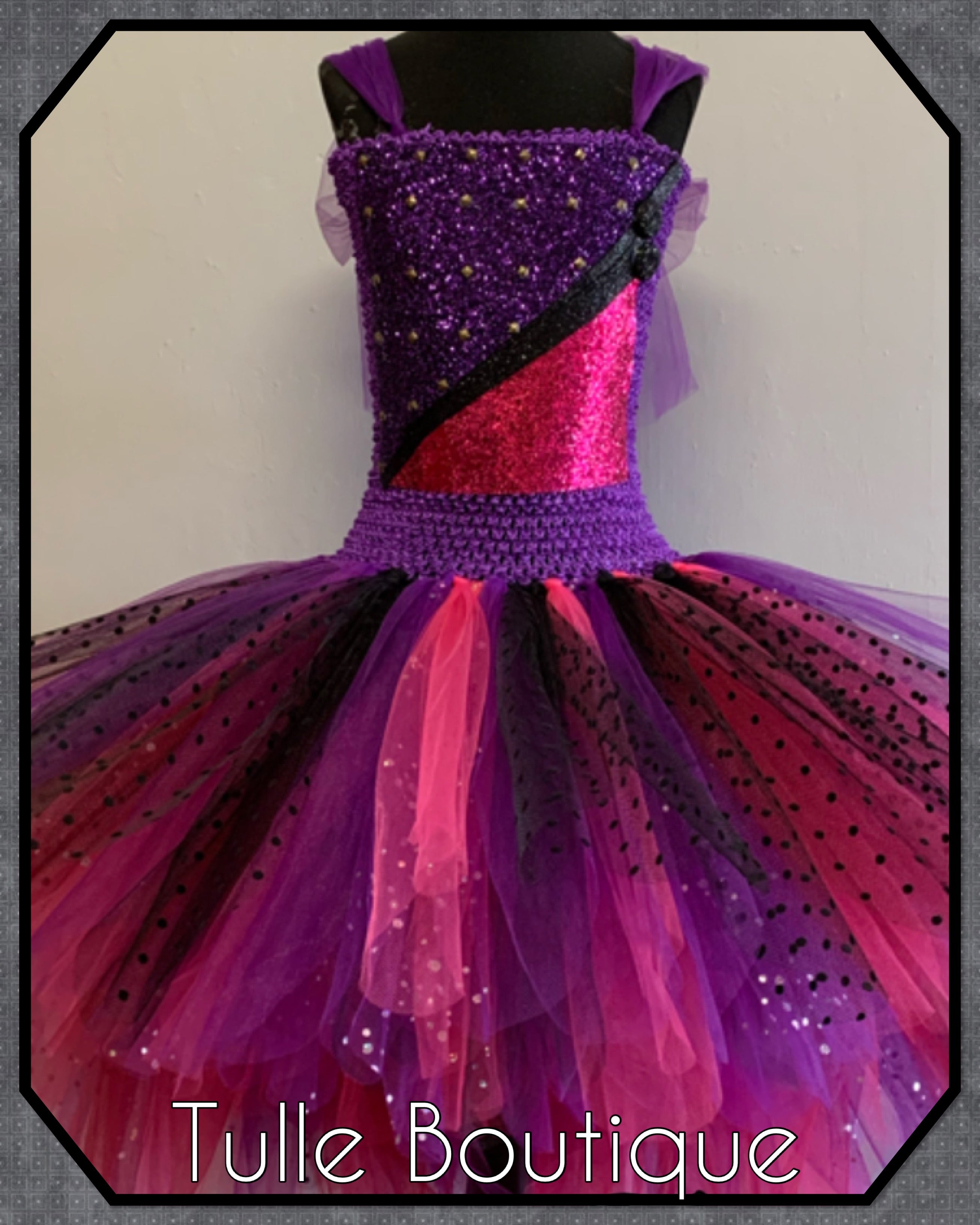 Girls toddlers Descendants Mal tutu birthday party dress,ballgown, fancy dress costume