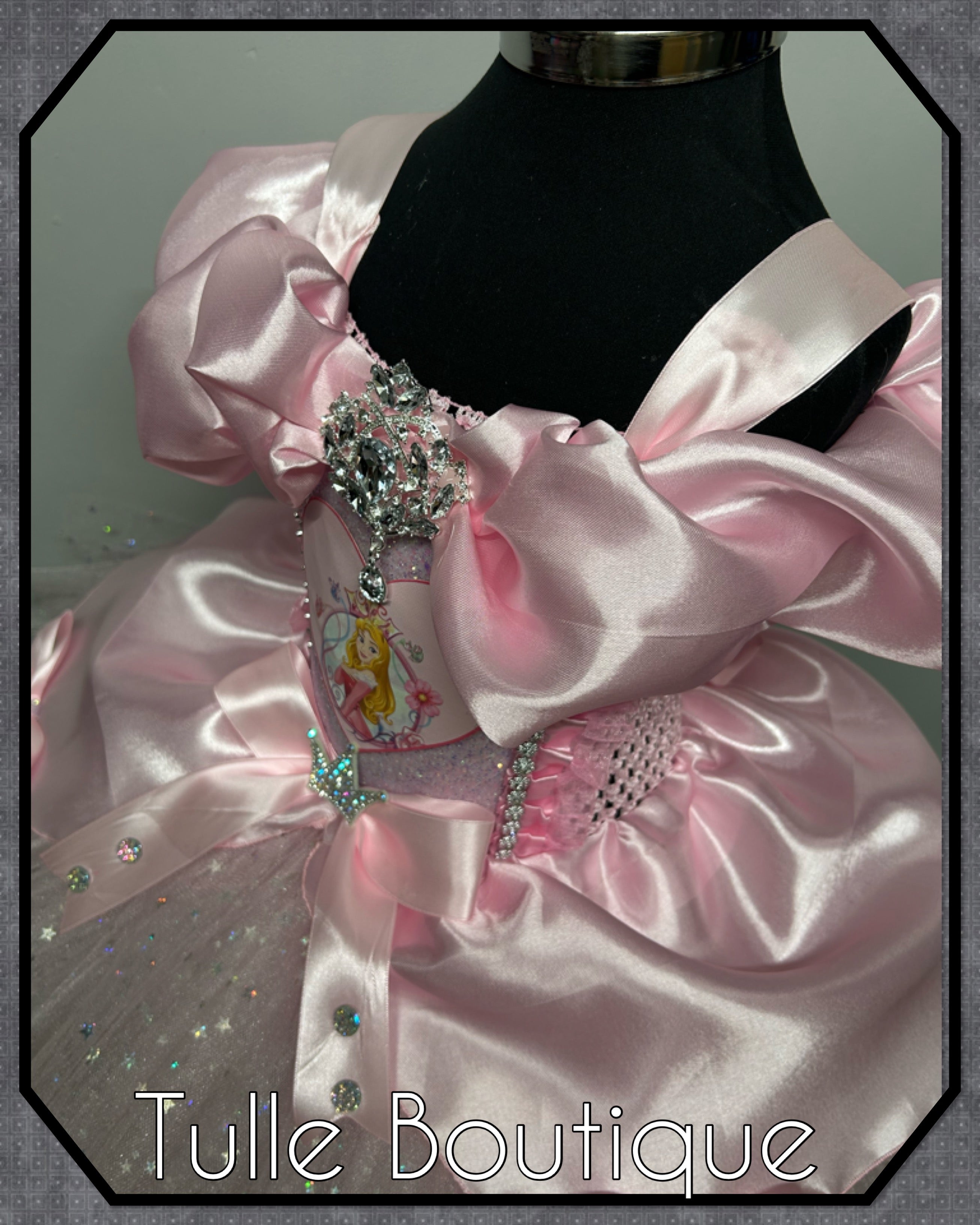 Girls toddlers Princess Aurora pink tutu dress, sleeping beauty ballgown, fancy dress costume