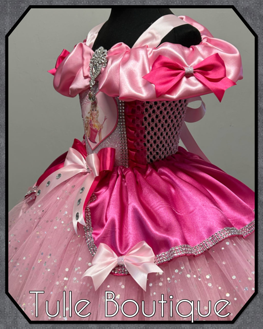 Girls toddlers Barbie Mix Pink Princess tutu dress, birthday ballgown, fancy dress costume