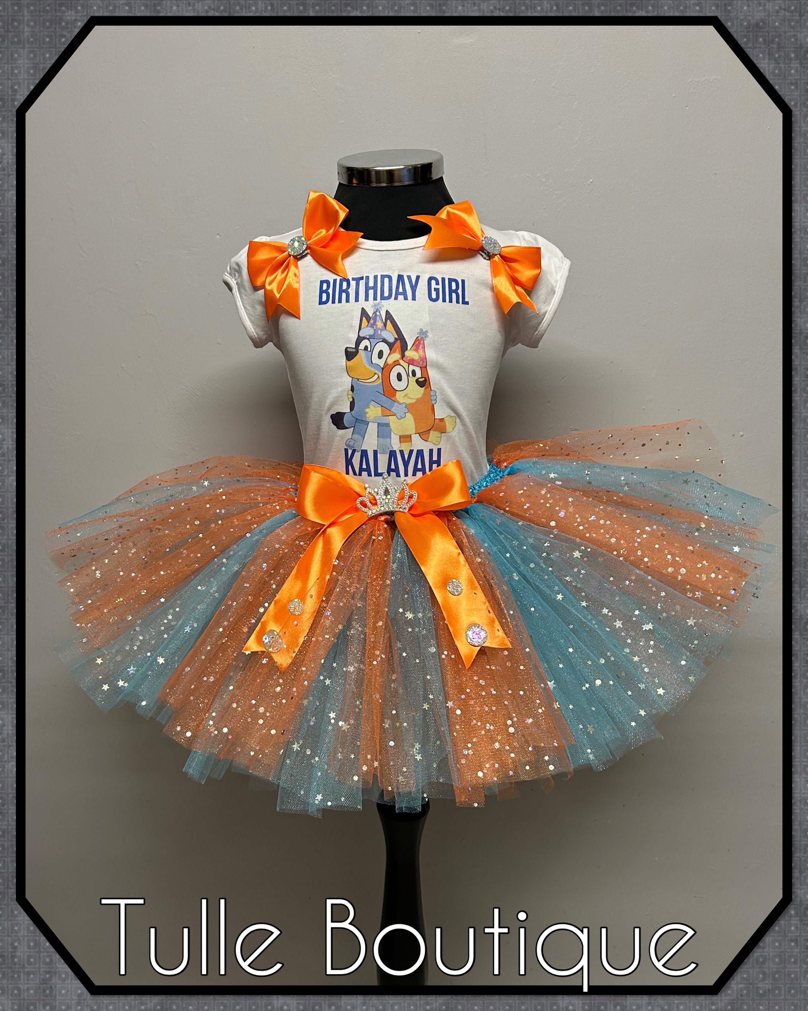 Girls toddlers Bluey birthday tutu outfit fancy dress costume