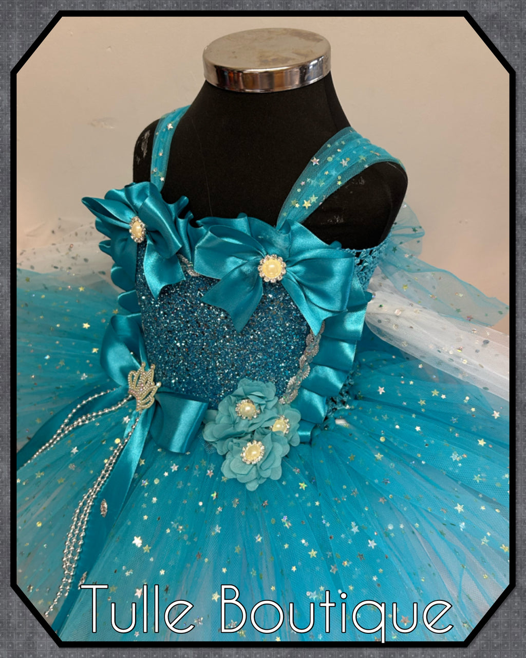 Girls toddlers Turquoise glitter  Princess tutu dress, ballgown,Frozen fancy dress costume