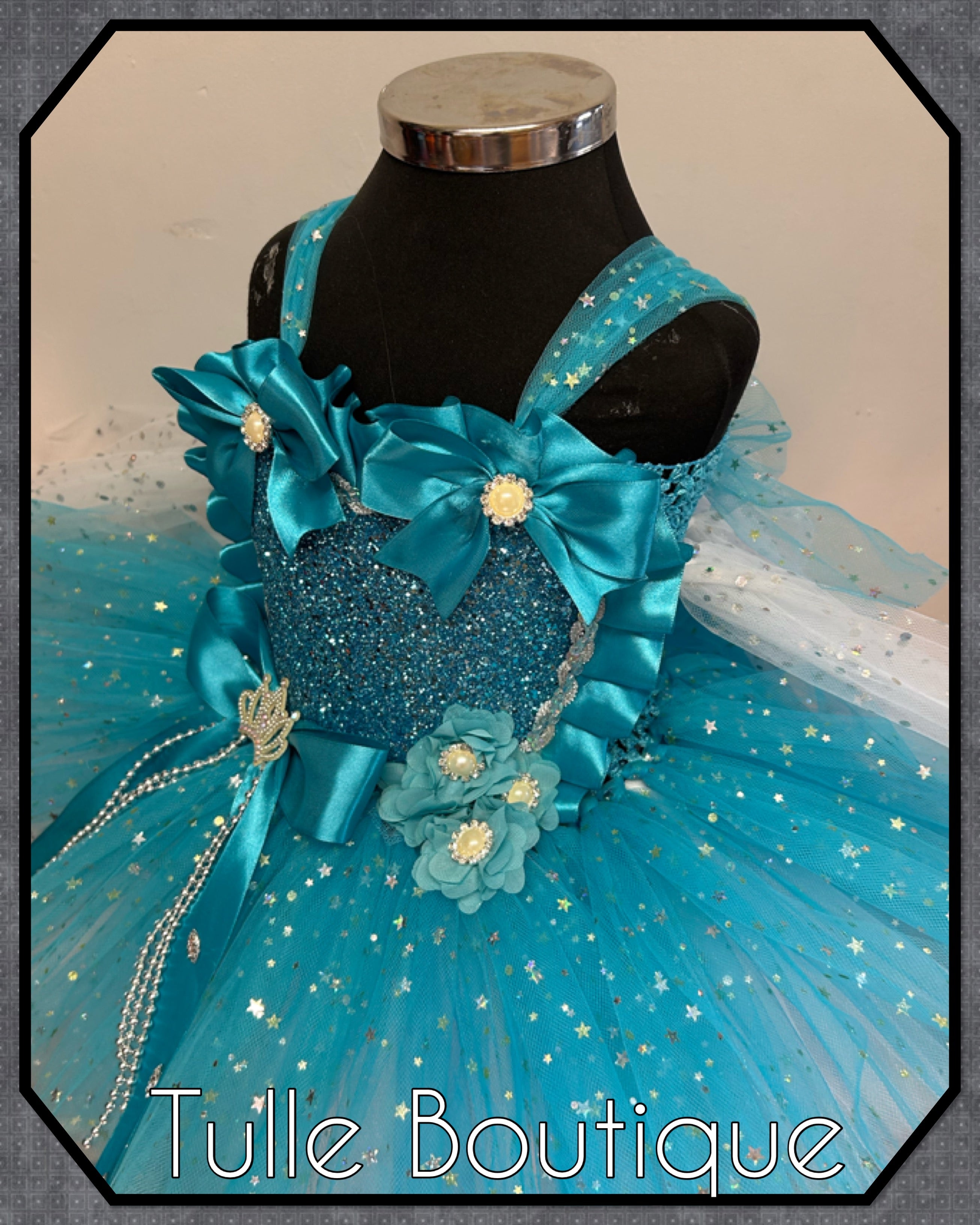 Girls toddlers Turquoise glitter  Princess tutu dress, ballgown,Frozen fancy dress costume