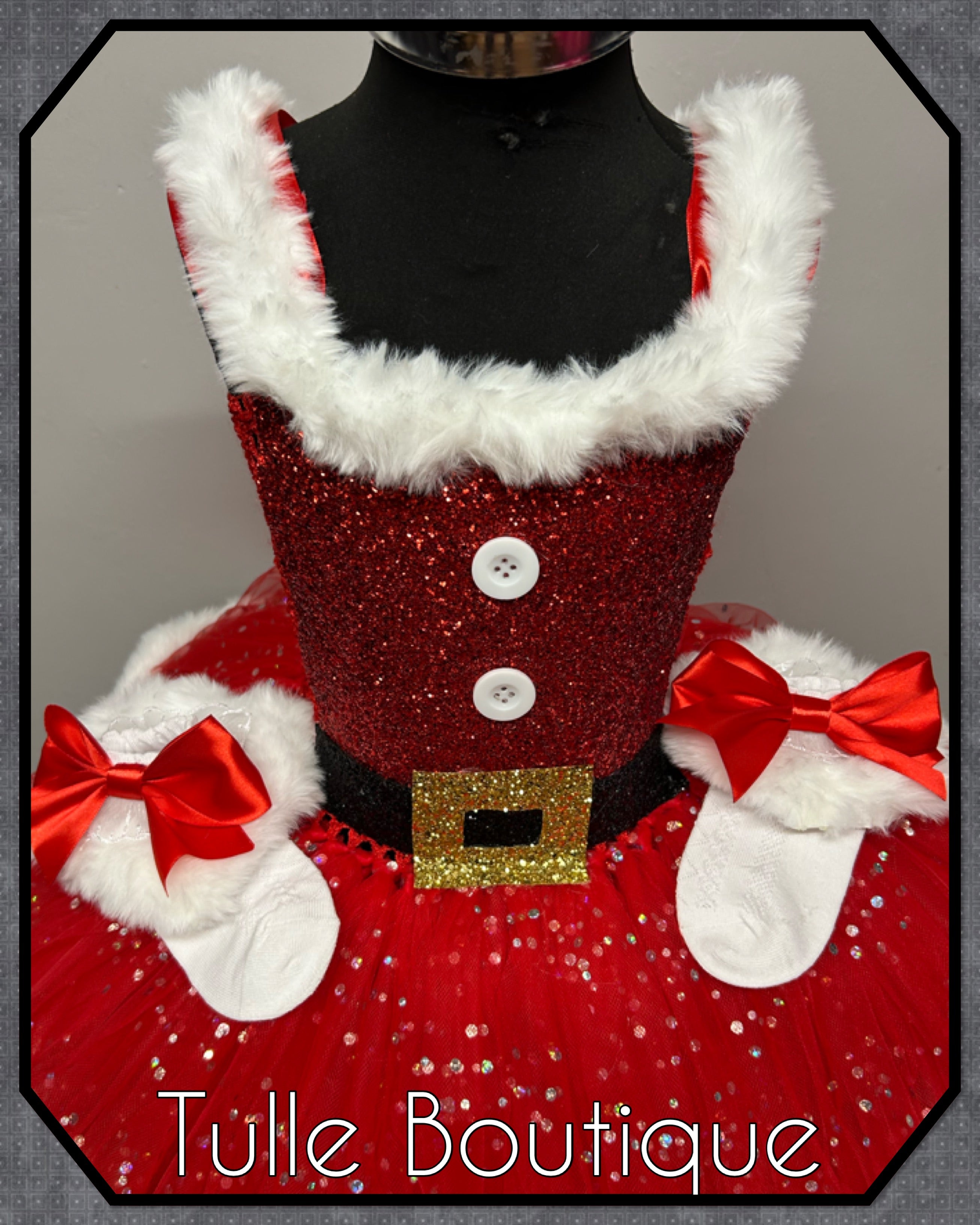 Girls toddlers Christmas Santa faux fur trimmedtutu dress, ballgown, fancy dress costume
