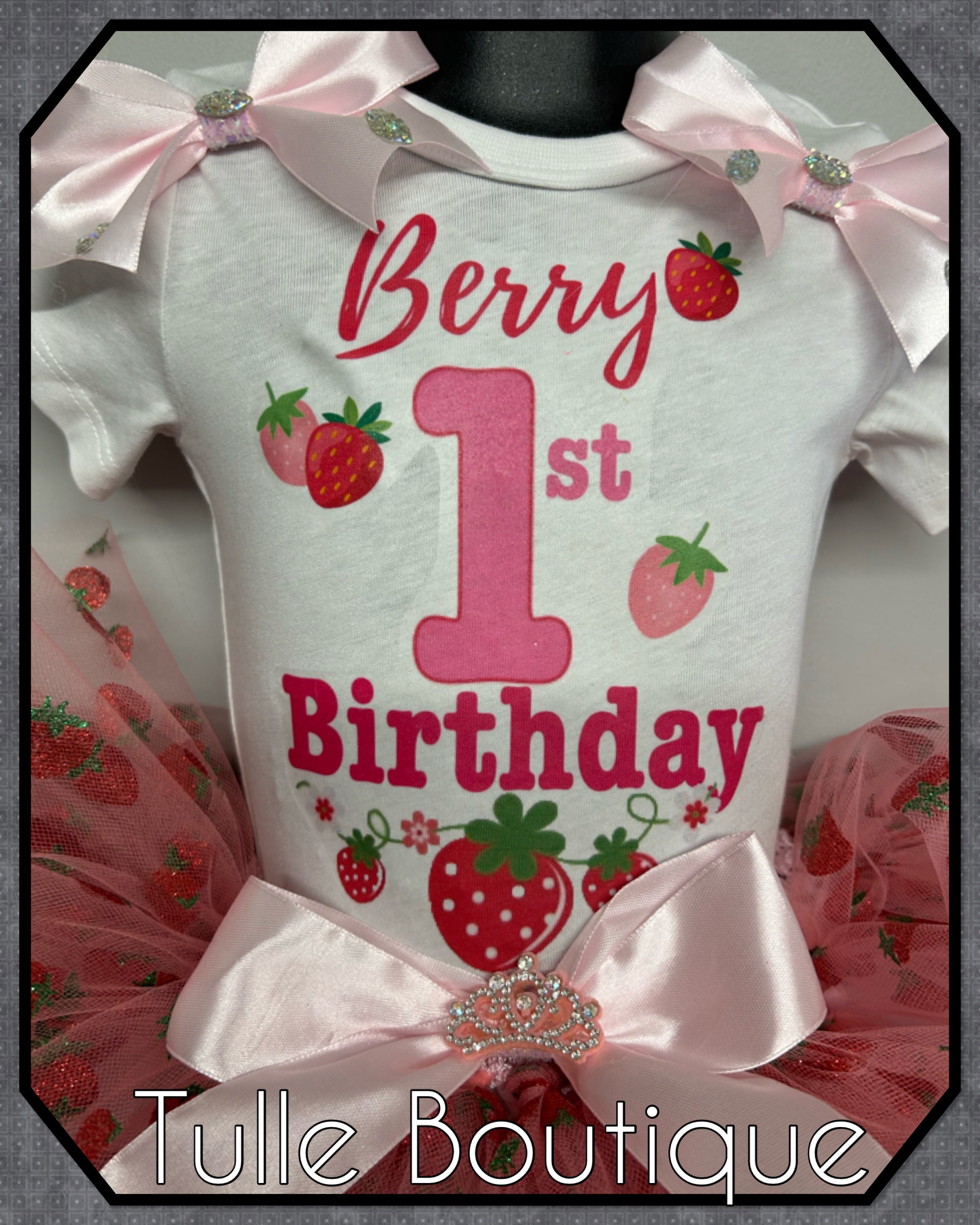Girls toddlers Berry first birthday strawberry tutu outfit fancy dress costume