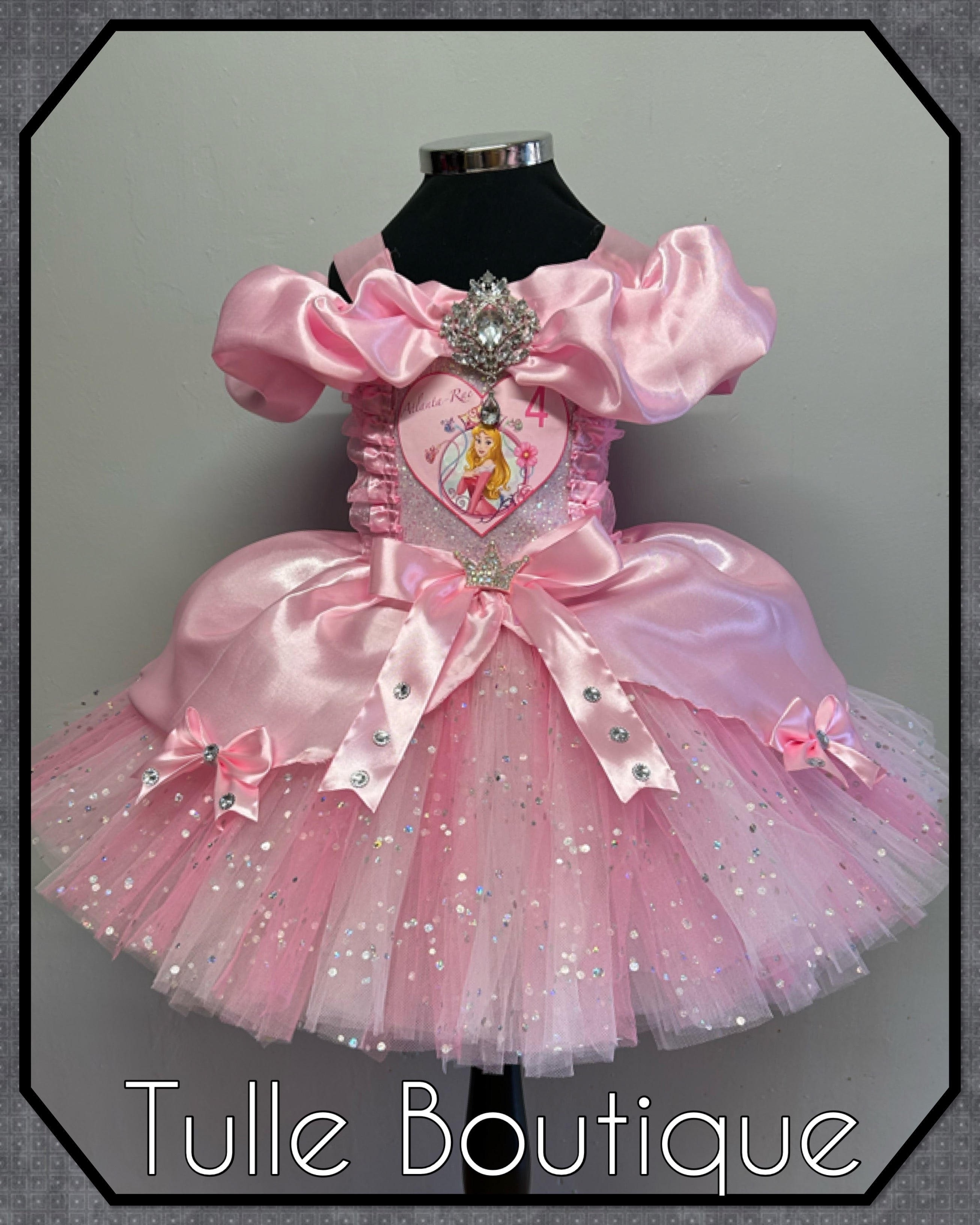 Girls toddlers Princess Aurora pink tutu dress, sleeping beauty ballgown, fancy dress costume
