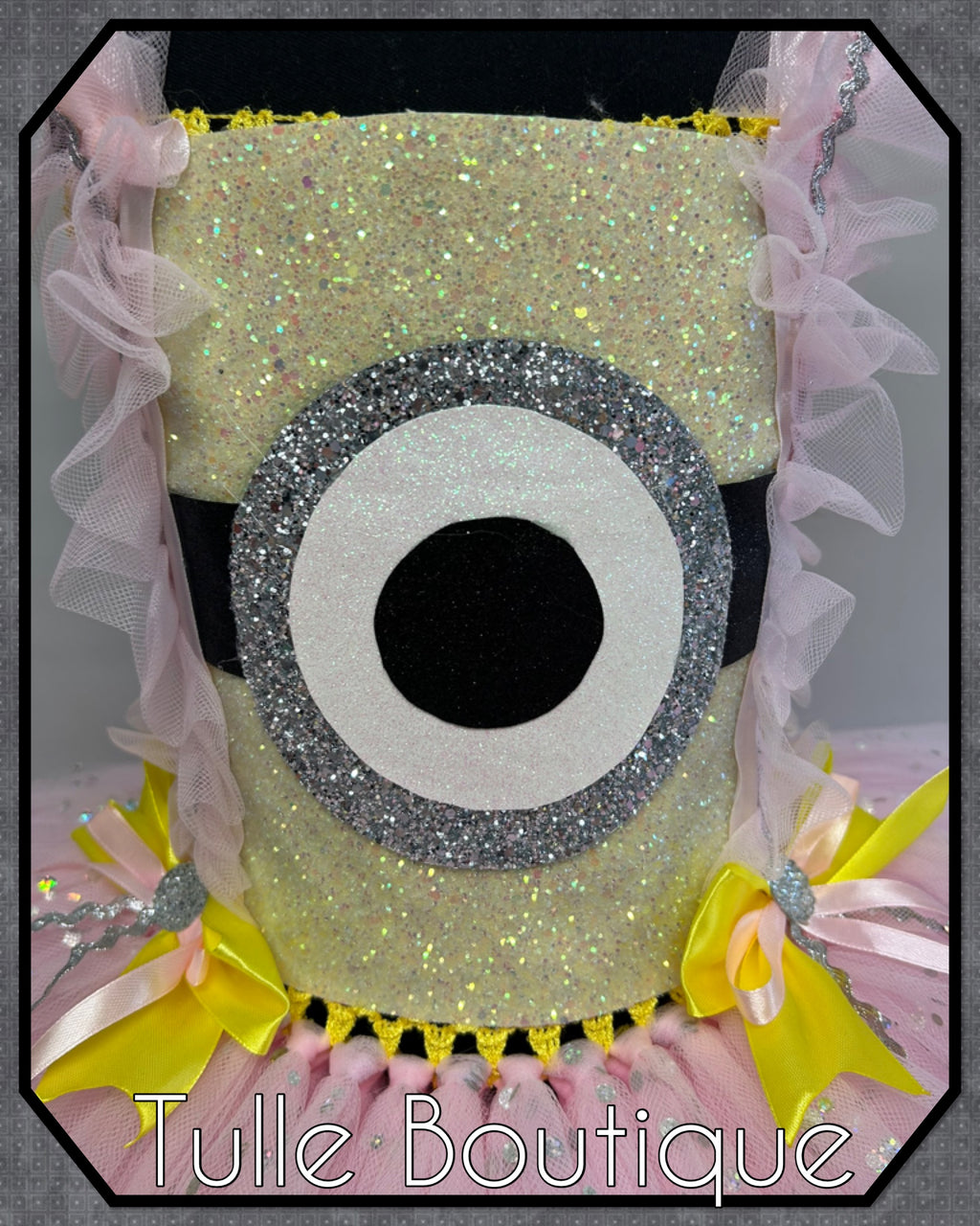 Girls toddlers pink and yellow minion tutu dress, book day fancy dress Halloween costume