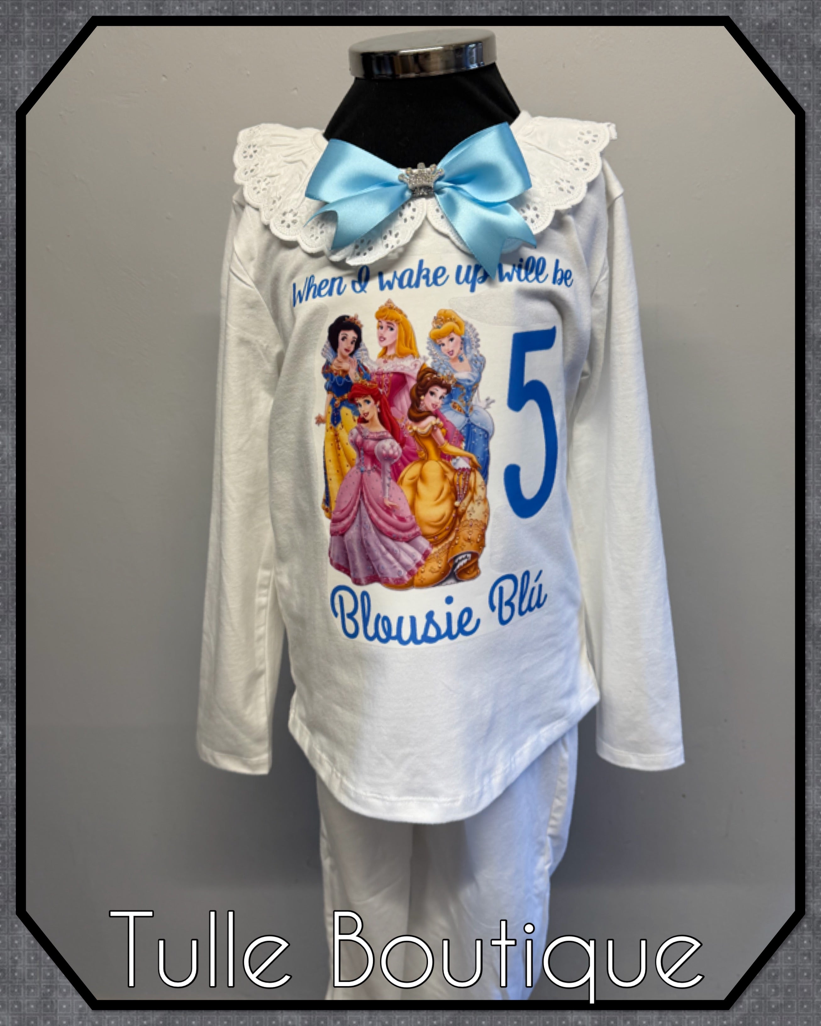 Girls toddlers Princess when I wake up birthday personalised pjs