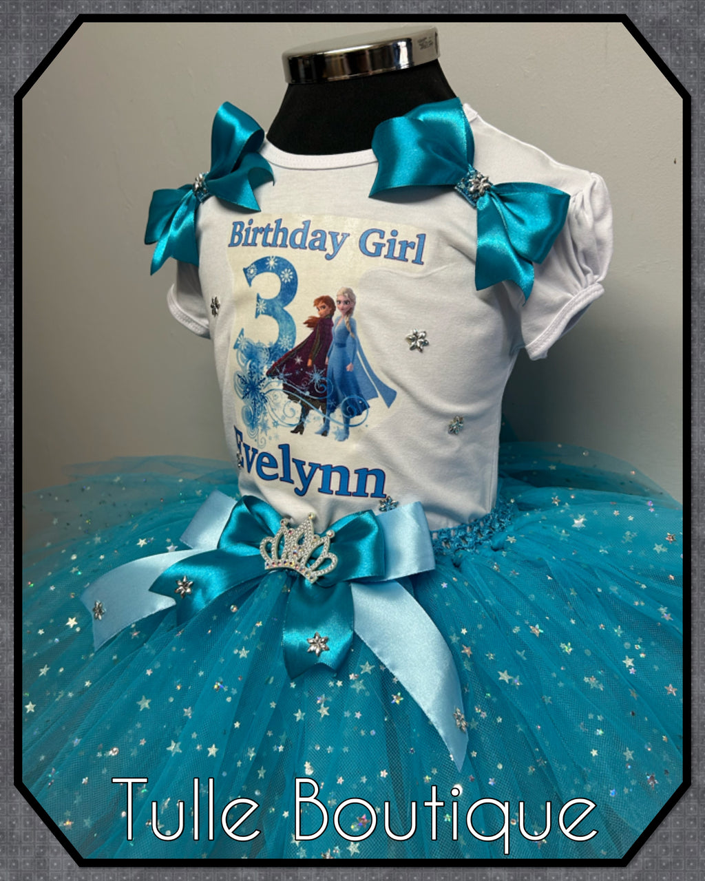 Girls toddlers Elsa and Anna Frozen birthday tutu outfit fancy dress costume