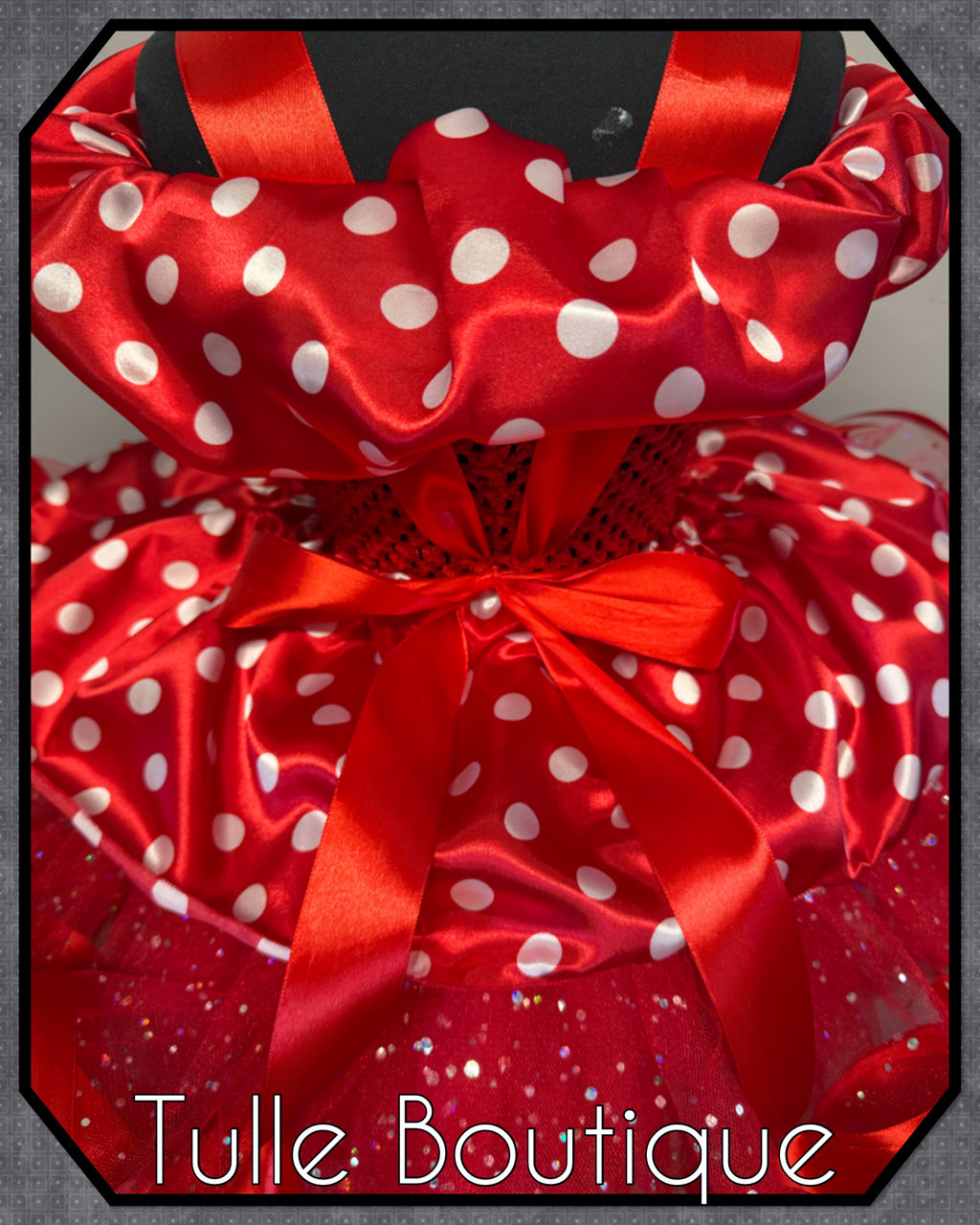 Girls toddlers Minnie Mouse Red tutu birthday party dress,ballgown, fancy dress costume with ribbon trimmed tutu