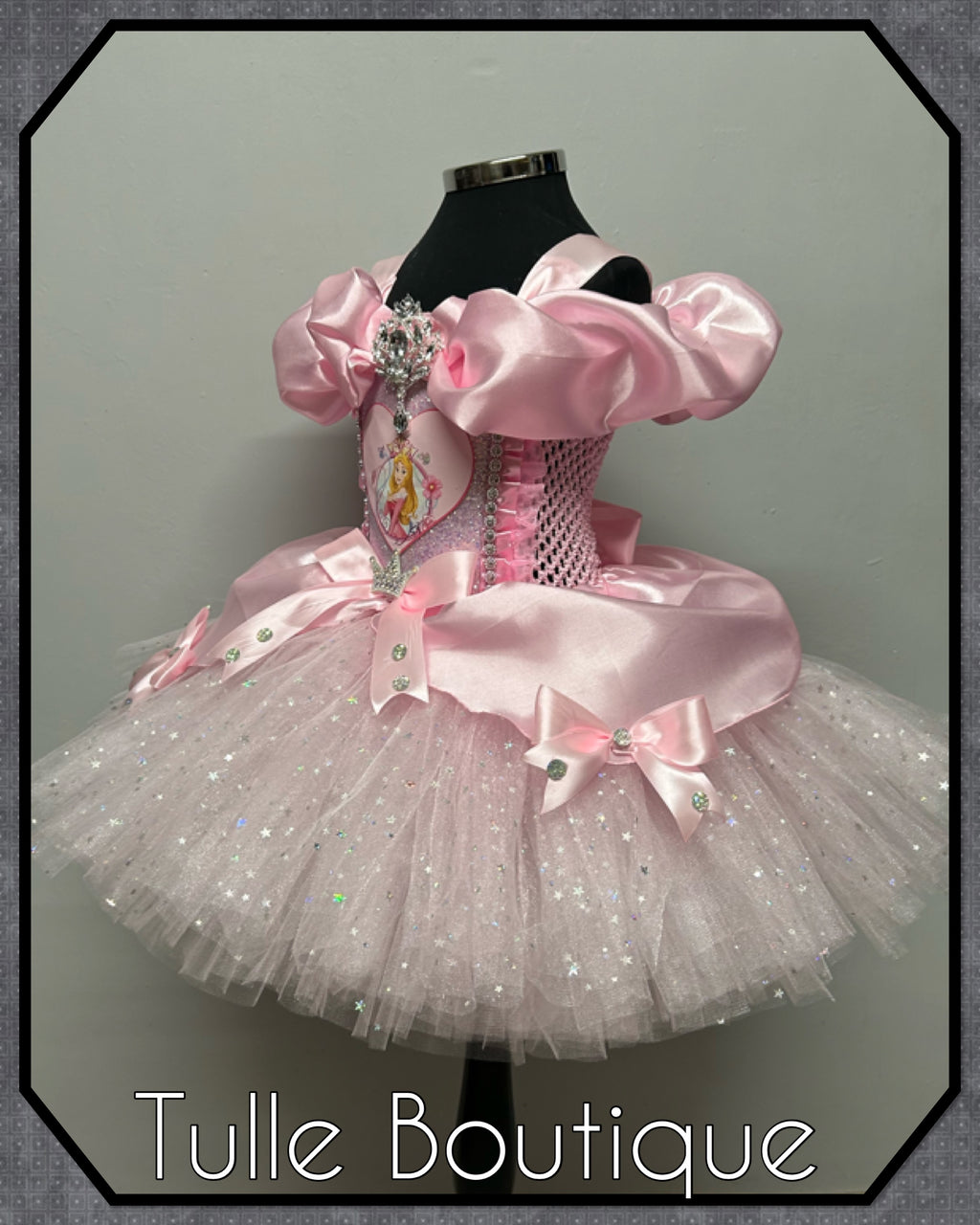 Girls toddlers Princess Aurora pink tutu dress, sleeping beauty ballgown, fancy dress costume
