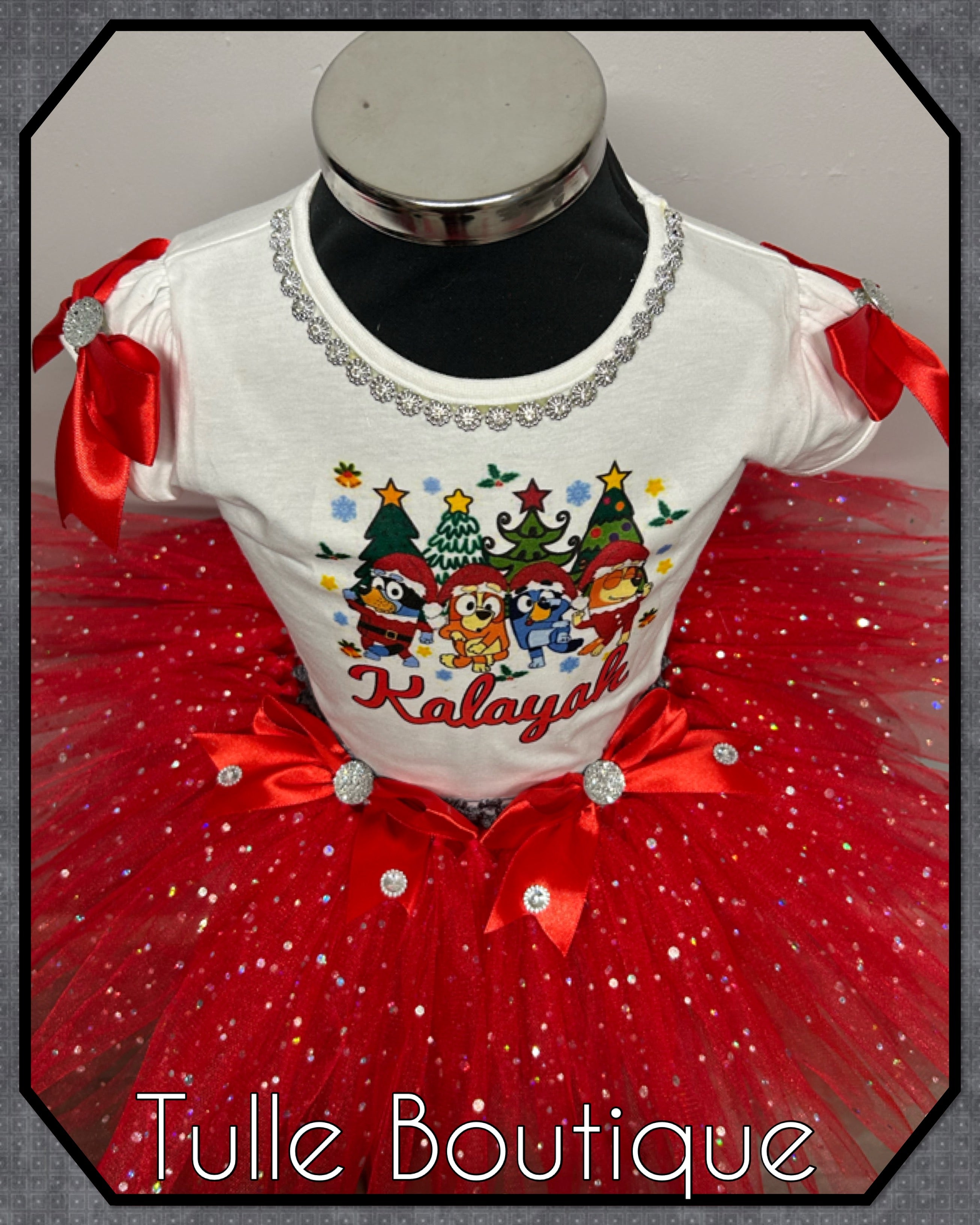 Girls toddlers Christmas Bluey birthday tutu outfit fancy dress costume