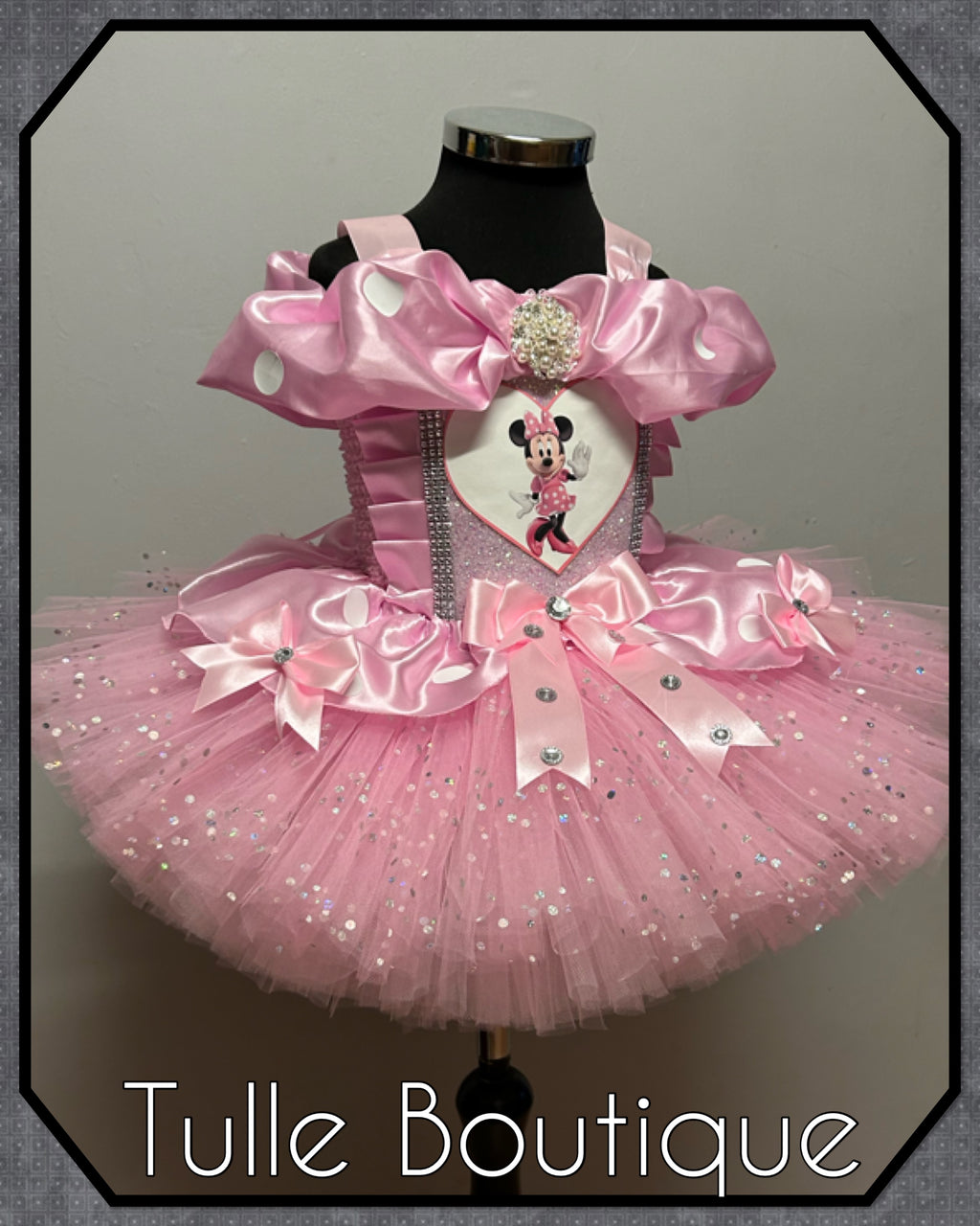 Girls toddlers Minnie Mouse baby pink tutu birthday party dress,ballgown, fancy dress costume