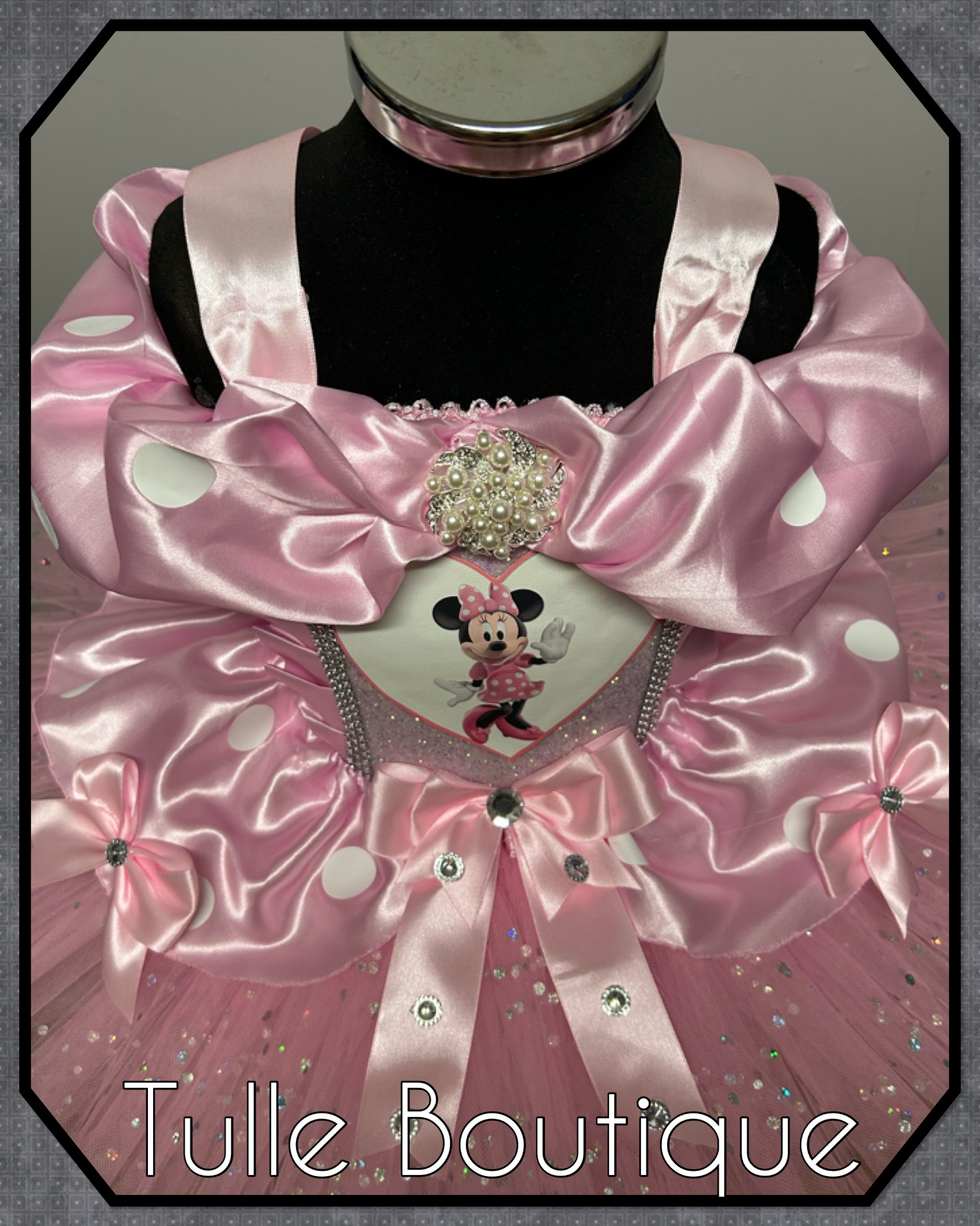 Girls toddlers Minnie Mouse baby pink tutu birthday party dress,ballgown, fancy dress costume