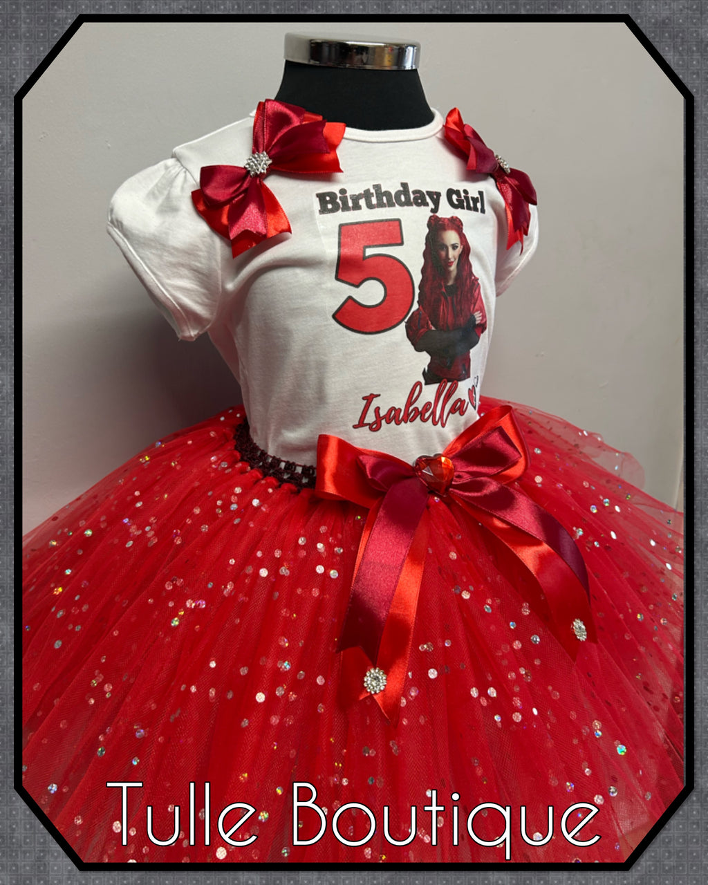 Girls toddlers Descendants Red birthday tutu outfit fancy dress costume